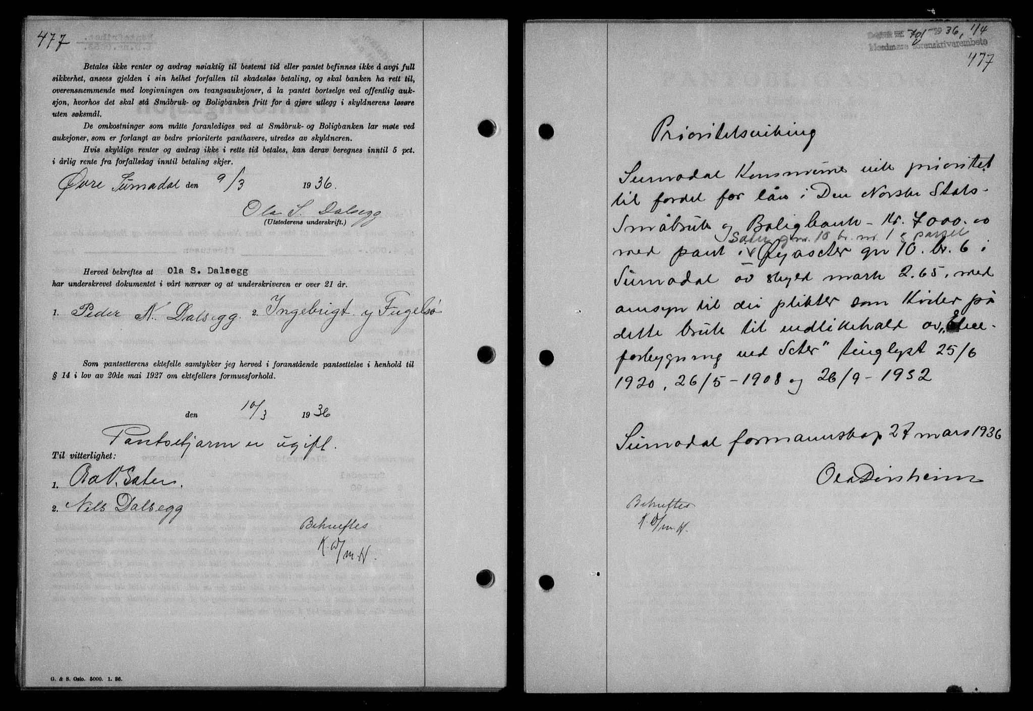 Nordmøre sorenskriveri, AV/SAT-A-4132/1/2/2Ca/L0087: Mortgage book no. 77, 1935-1936, Deed date: 01.04.1936