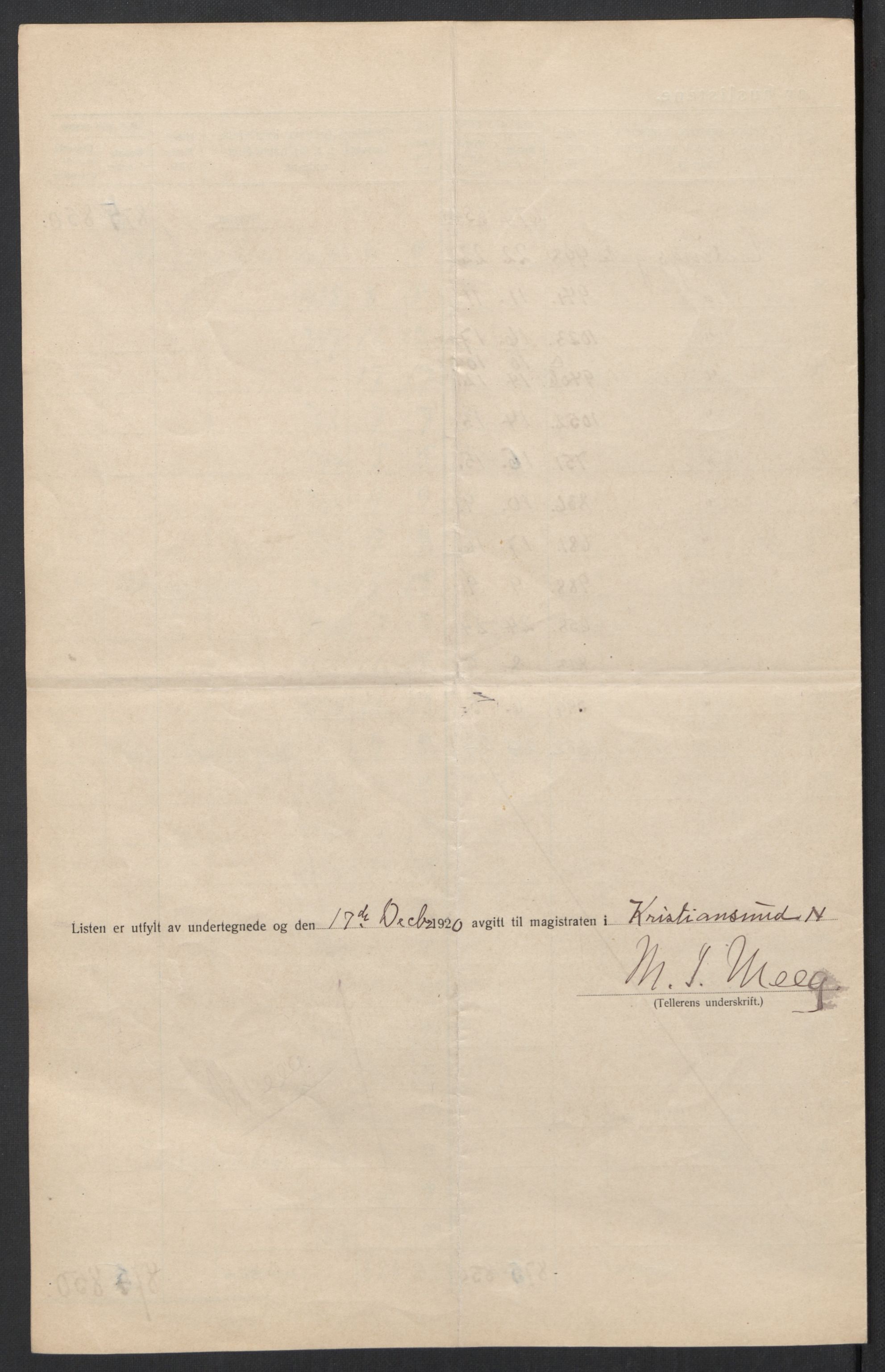 SAT, 1920 census for Kristiansund, 1920, p. 26