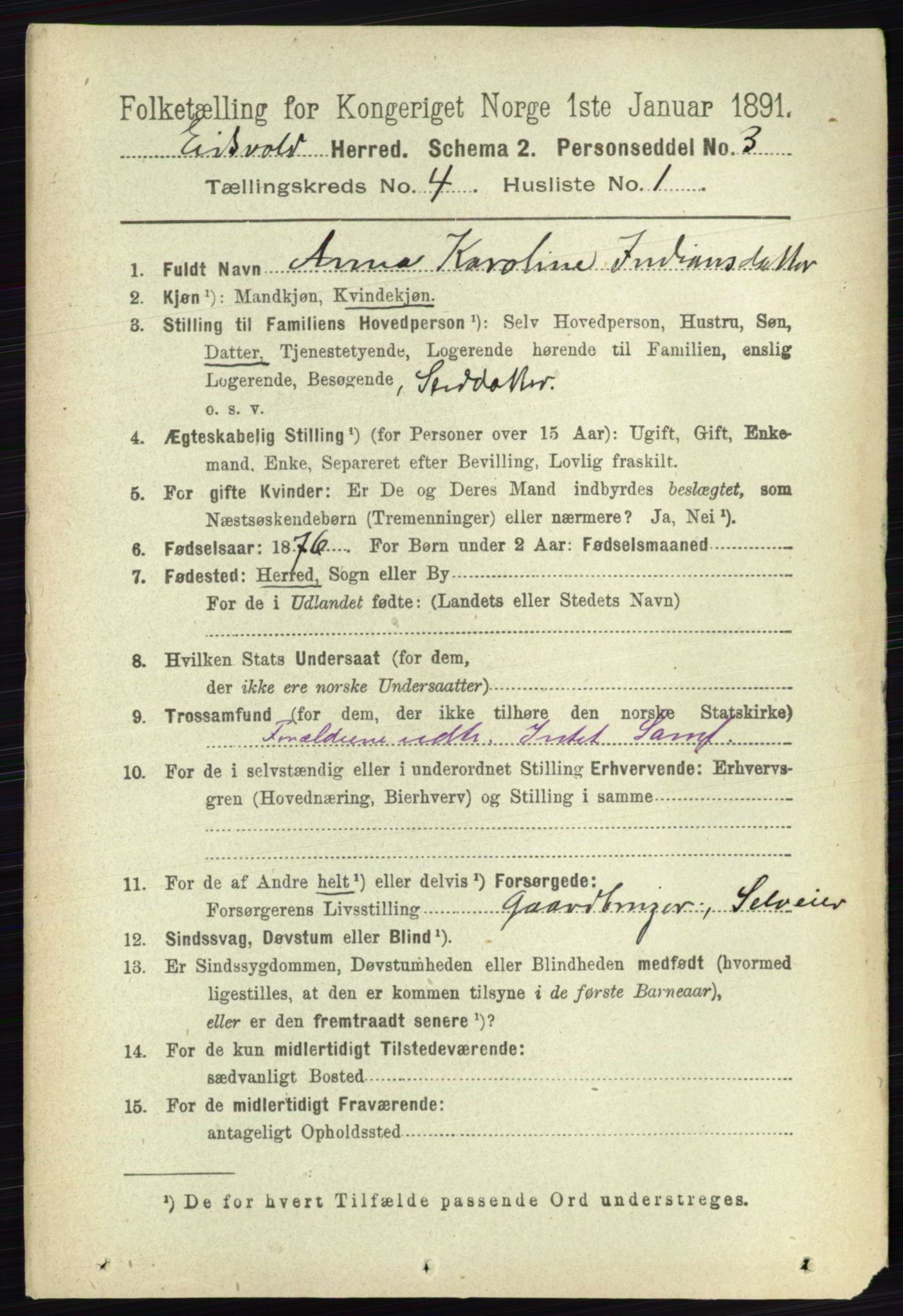 RA, 1891 census for 0237 Eidsvoll, 1891, p. 2120