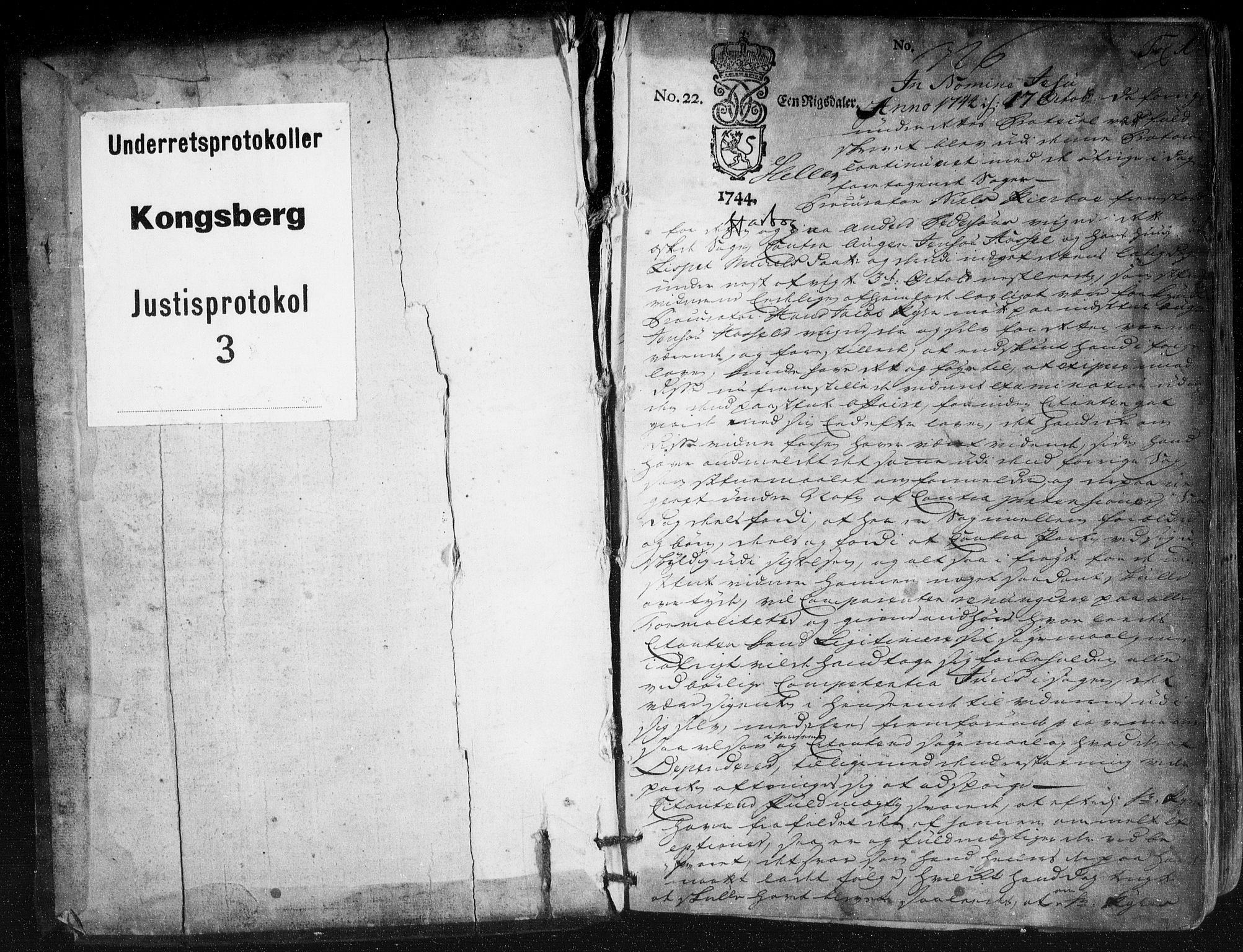 Kongsberg byfogd, SAKO/A-84/F/Fa/L0003: Tingbok, 1744-1748, p. 1