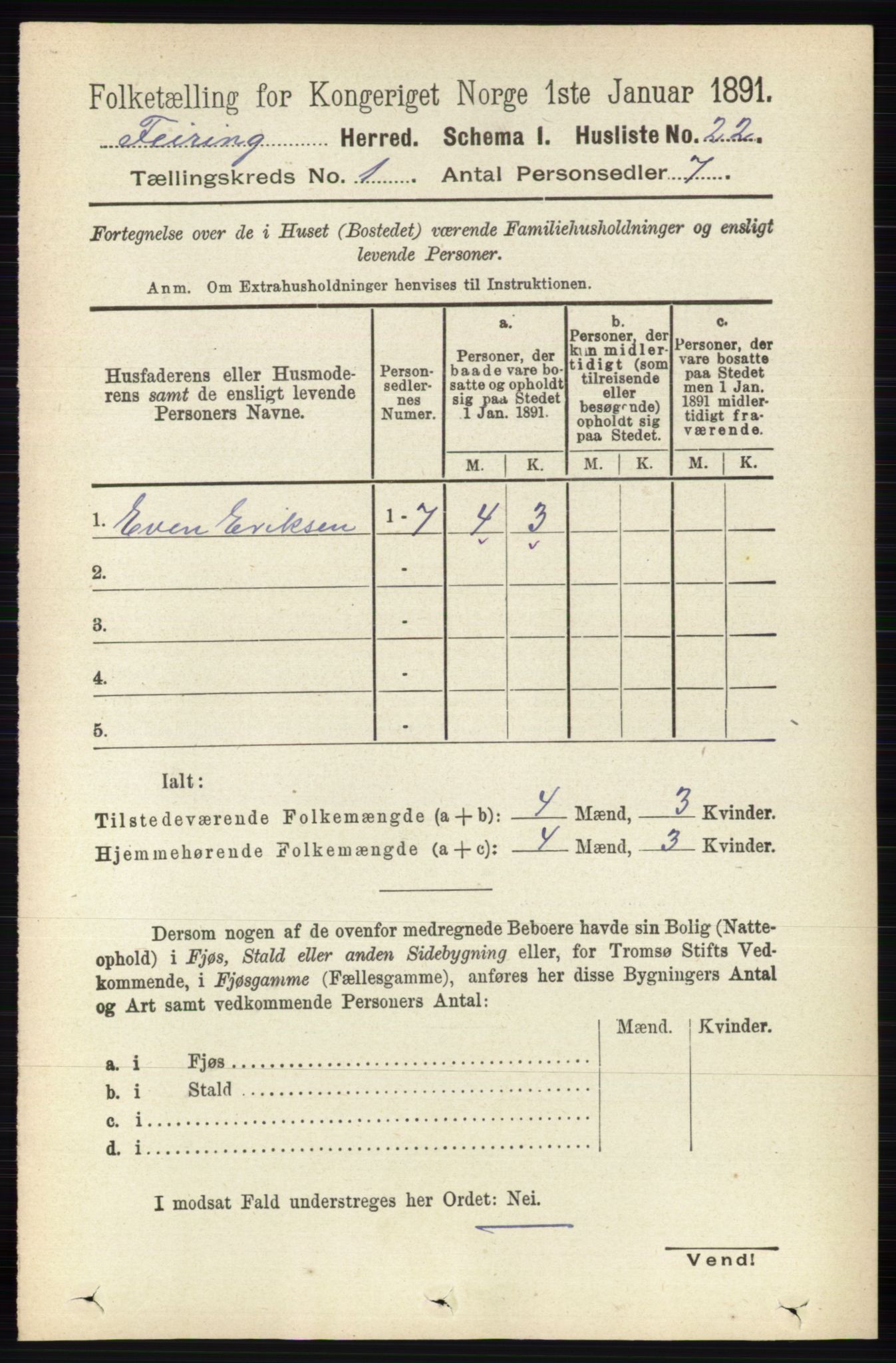 RA, 1891 census for 0240 Feiring, 1891, p. 32
