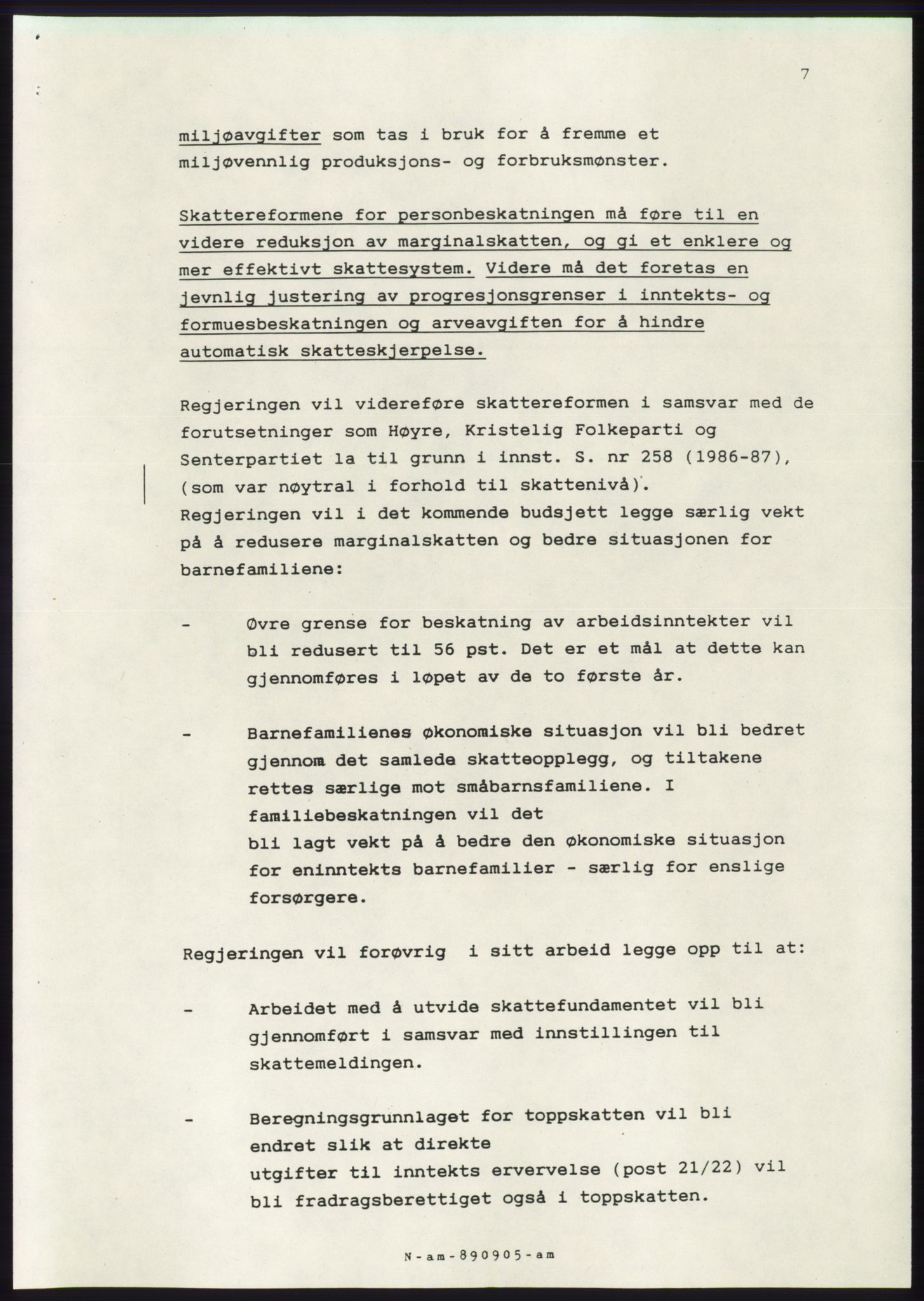 Forhandlingsmøtene 1989 mellom Høyre, KrF og Senterpartiet om dannelse av regjering, AV/RA-PA-0697/A/L0001: Forhandlingsprotokoll med vedlegg, 1989, p. 500