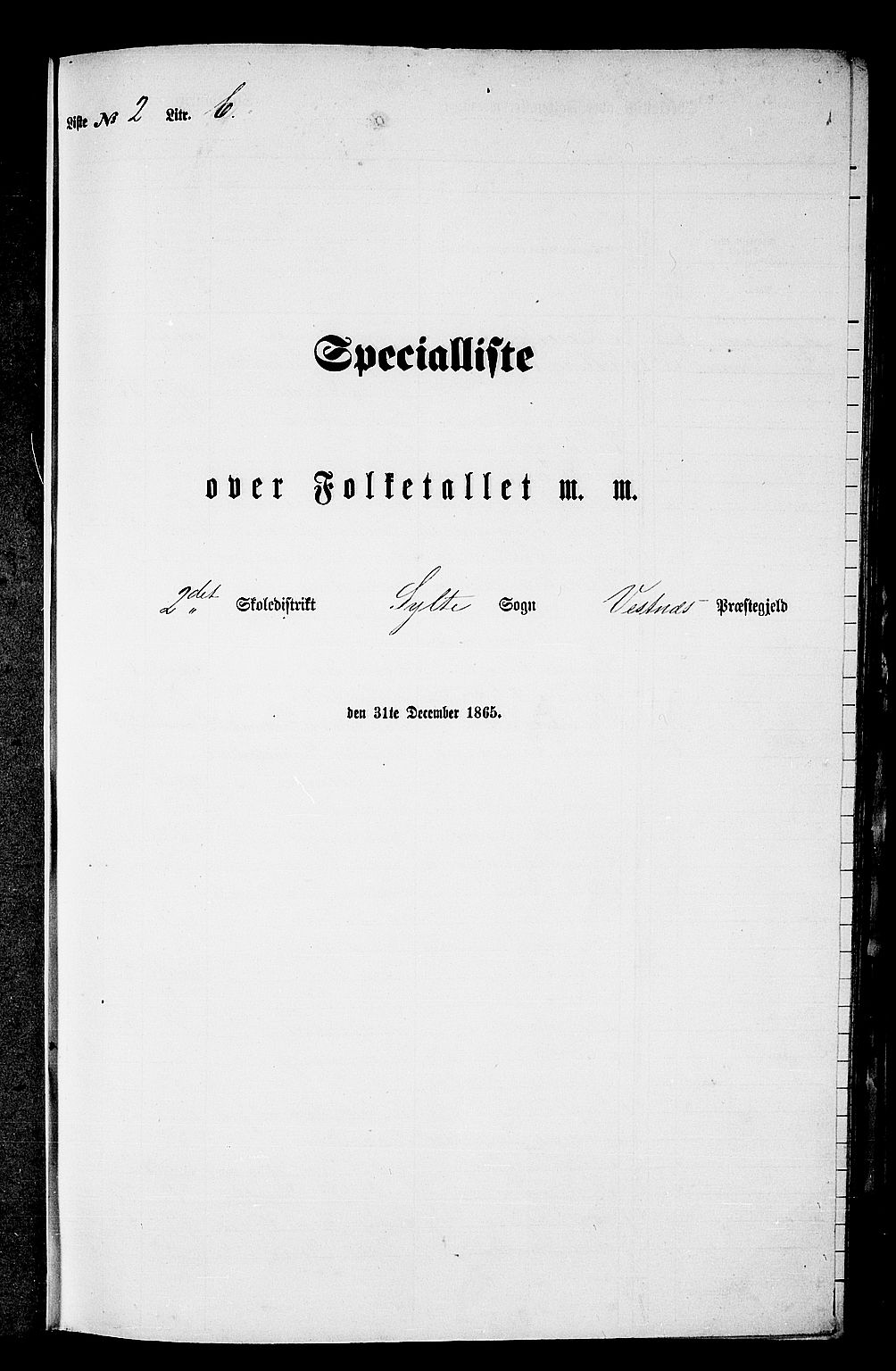 RA, 1865 census for Vestnes, 1865, p. 46