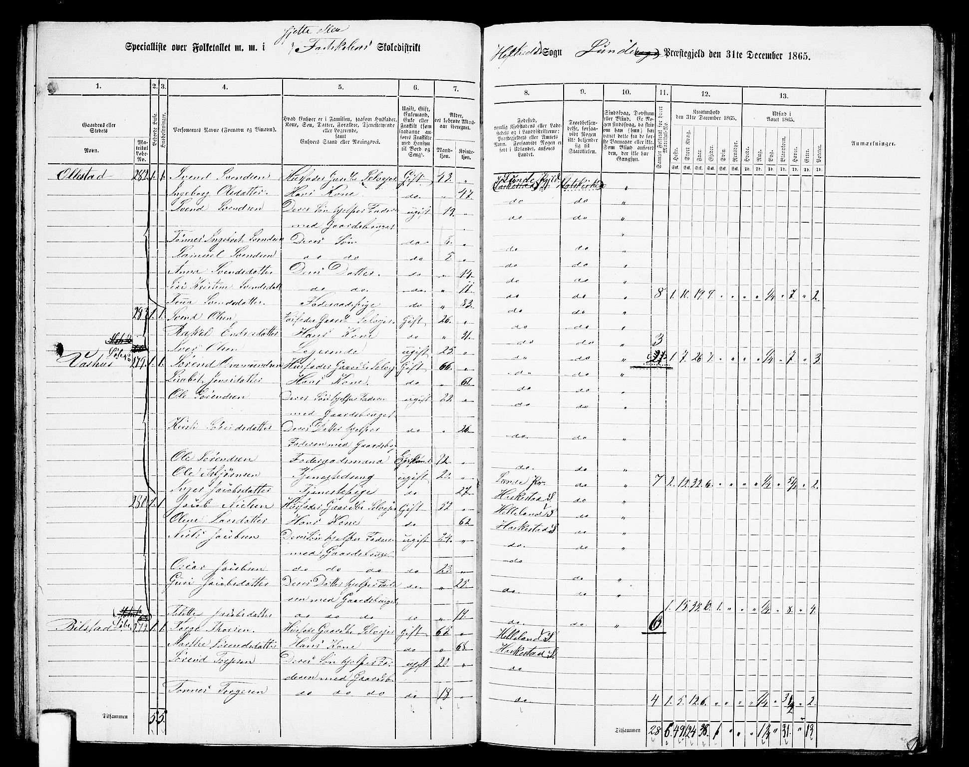 RA, 1865 census for Lund, 1865, p. 74