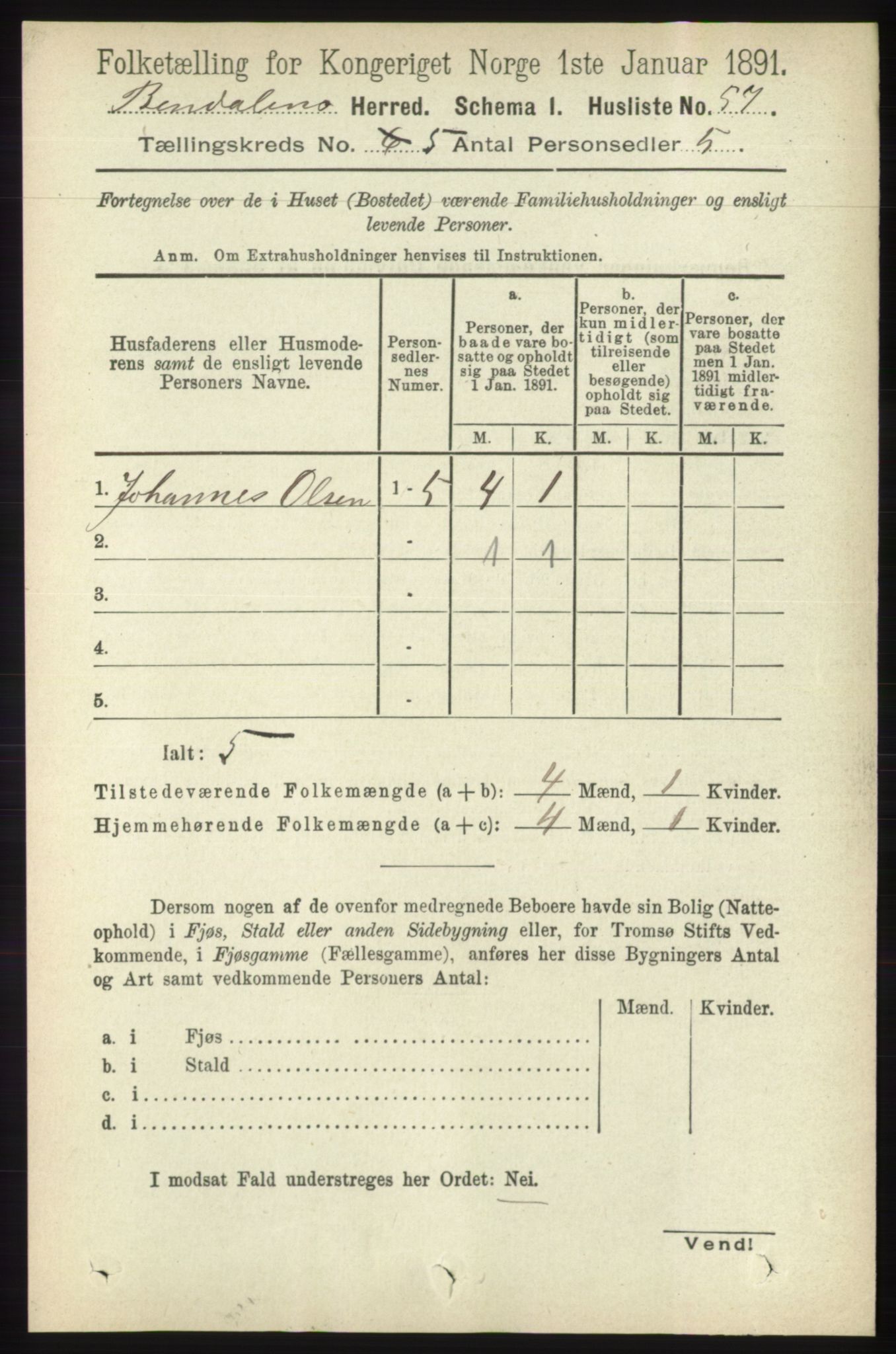 RA, 1891 census for 1811 Bindal, 1891, p. 1326