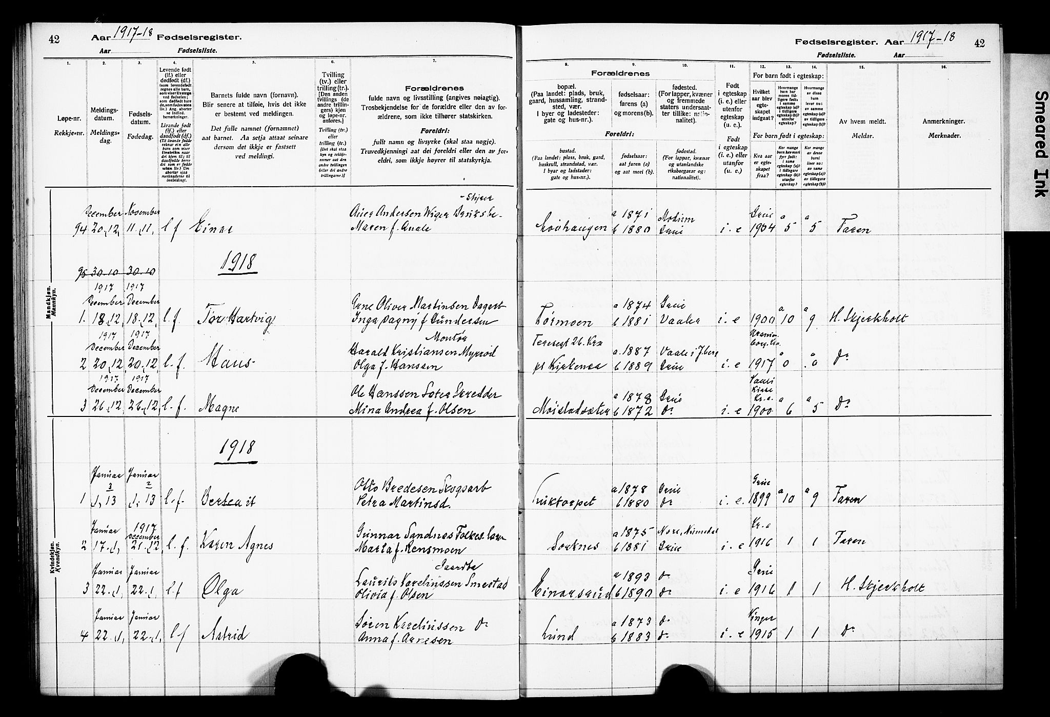 Grue prestekontor, SAH/PREST-036/I/Id: Birth register no. 1, 1916-1926, p. 42