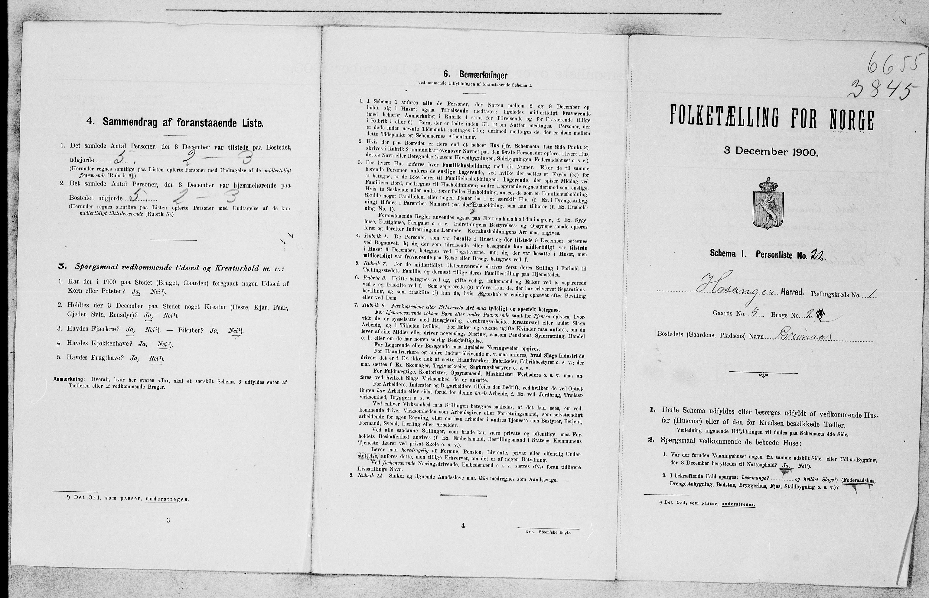 SAB, 1900 census for Hosanger, 1900, p. 44