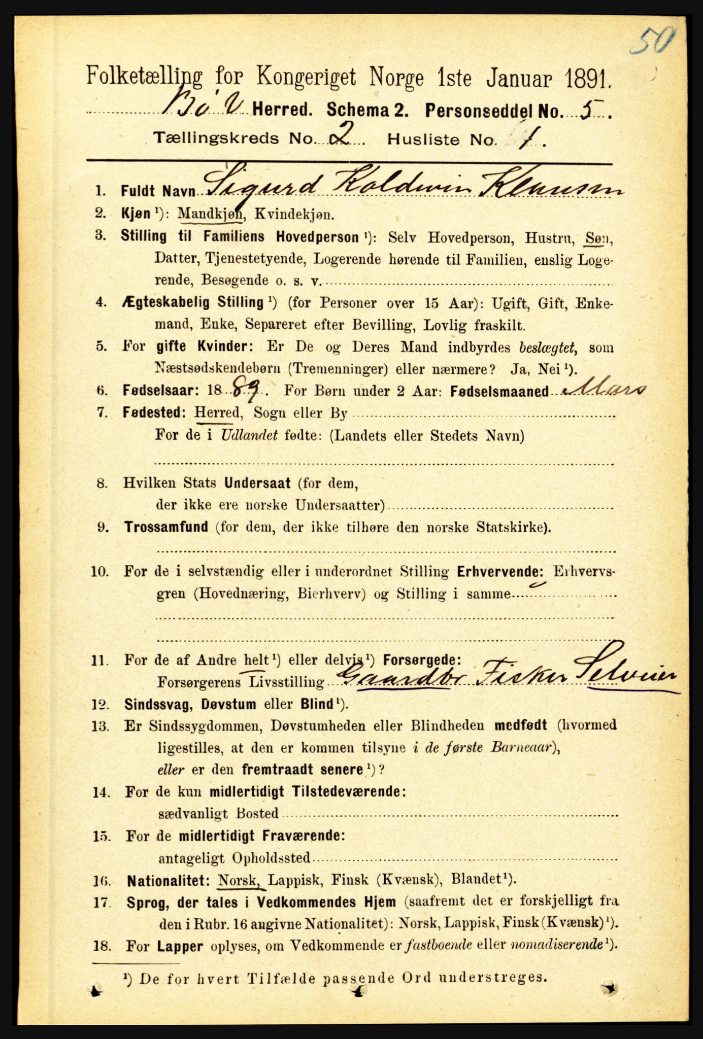 RA, 1891 census for 1867 Bø, 1891, p. 549