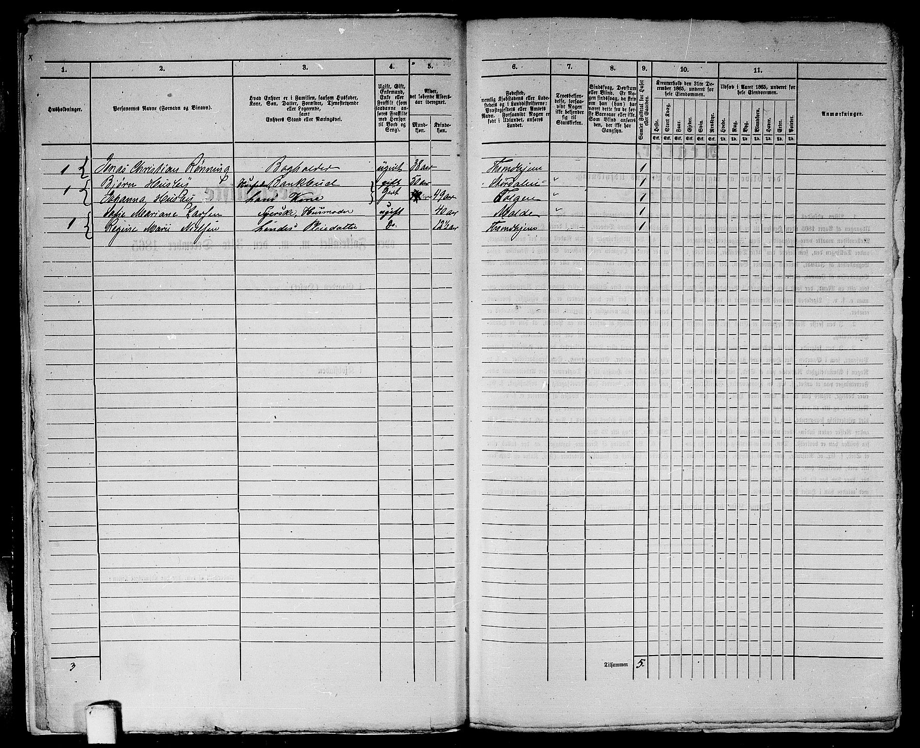 RA, 1865 census for Trondheim, 1865, p. 39