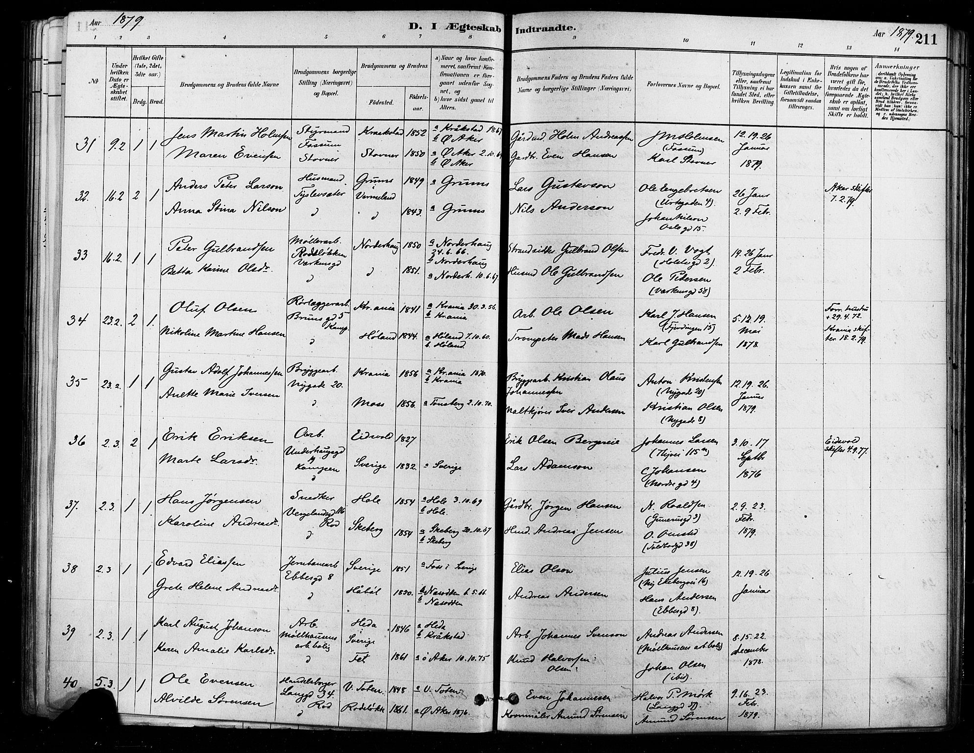 Østre Aker prestekontor Kirkebøker, AV/SAO-A-10840/F/Fa/L0006: Parish register (official) no. I 5, 1879-1882, p. 211