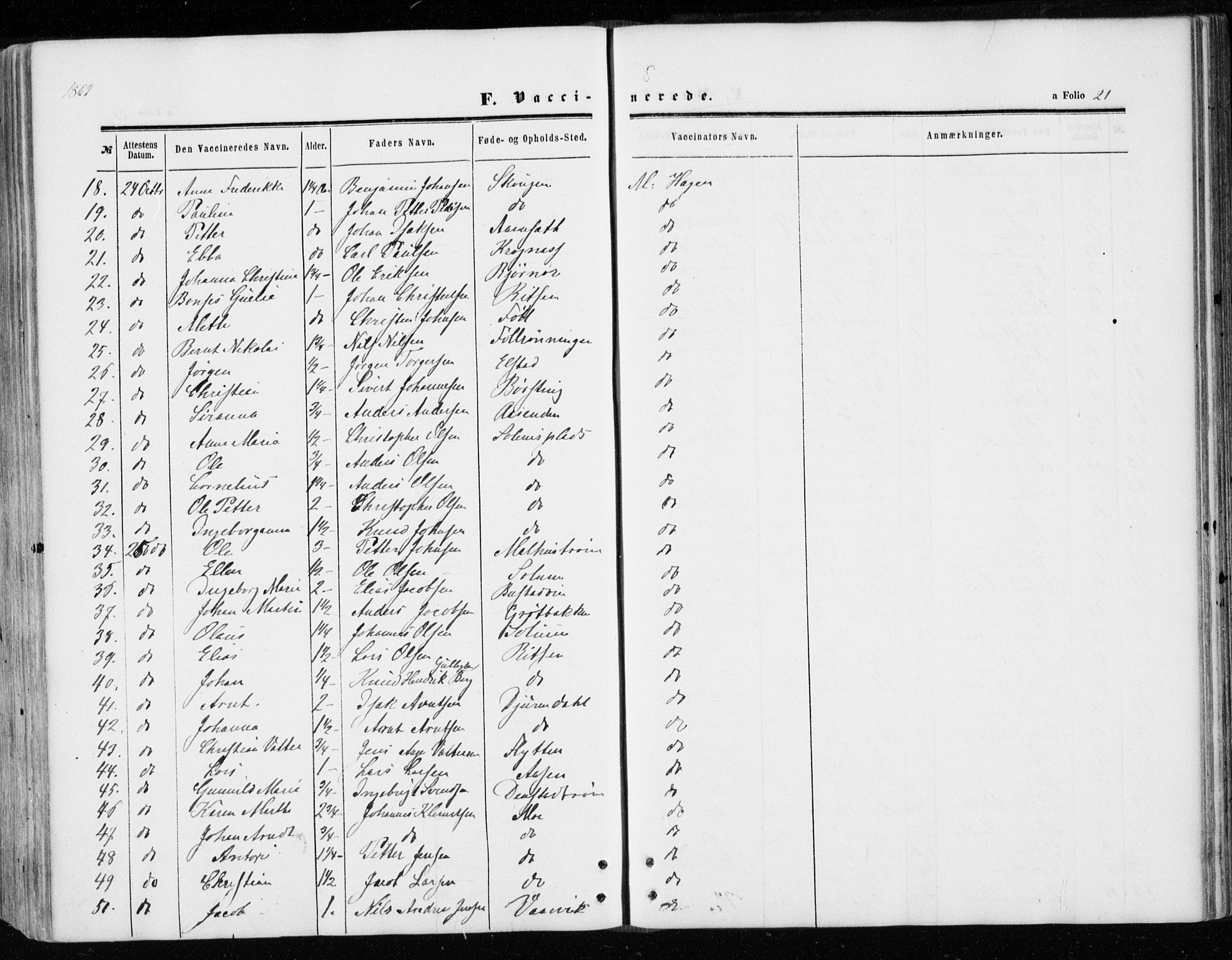 Ministerialprotokoller, klokkerbøker og fødselsregistre - Sør-Trøndelag, SAT/A-1456/646/L0612: Parish register (official) no. 646A10, 1858-1869, p. 21