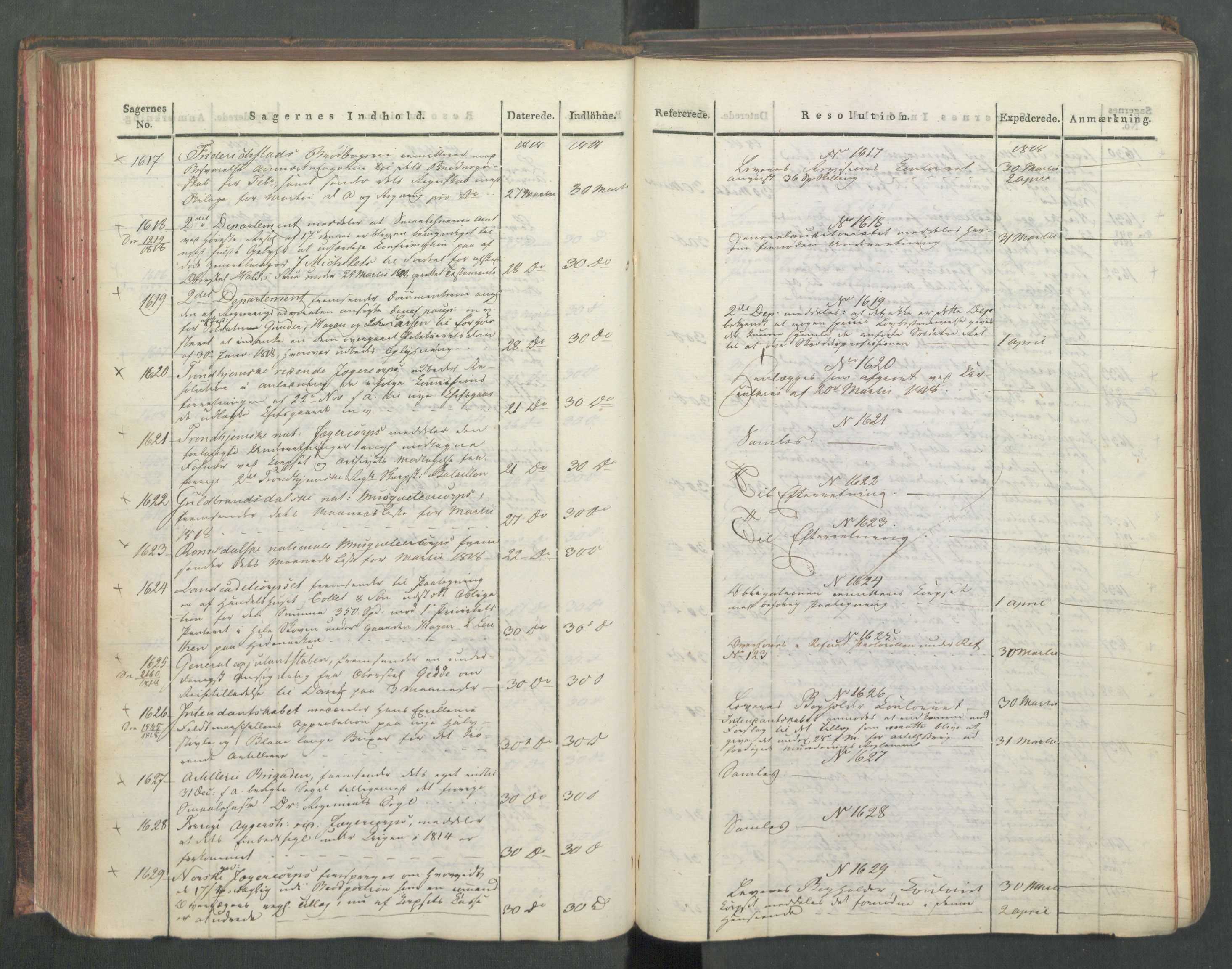 Armédepartementet, AV/RA-RAFA-3493/C/Ca/L0015: 6. Departements Journal, 1818