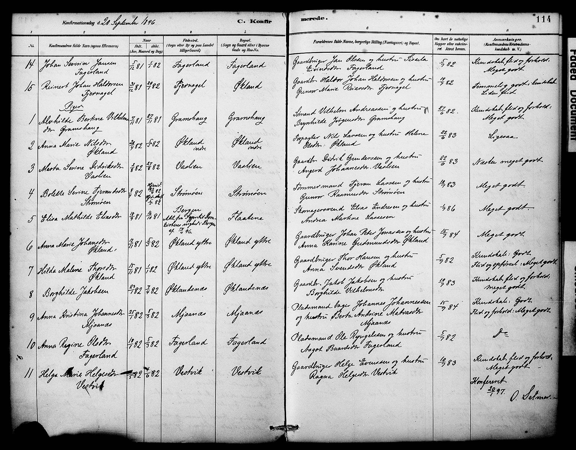 Sveio Sokneprestembete, SAB/A-78501/H/Haa: Parish register (official) no. C 2, 1881-1899, p. 114