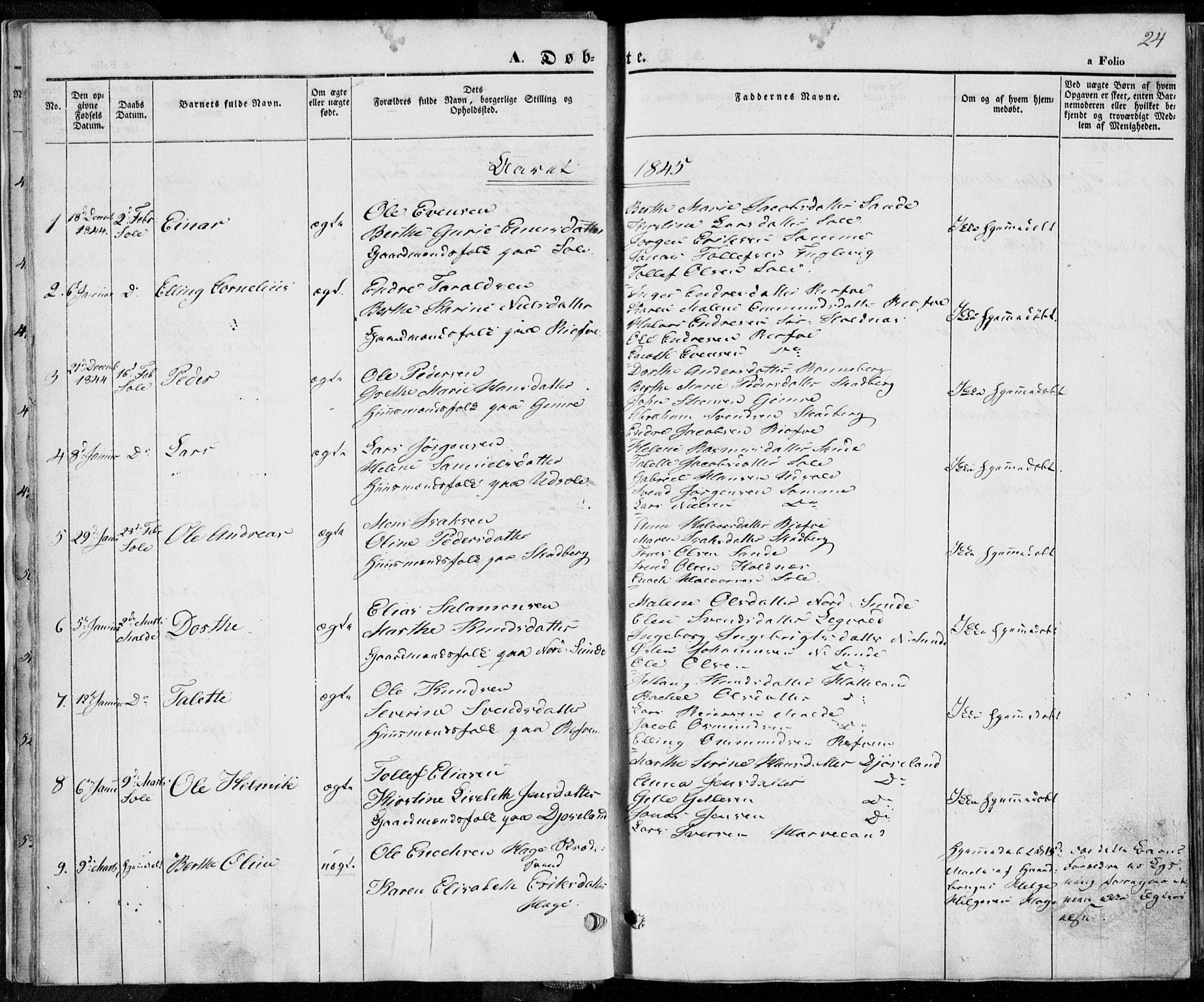 Håland sokneprestkontor, SAST/A-101802/001/30BA/L0006: Parish register (official) no. A 6, 1842-1853, p. 24
