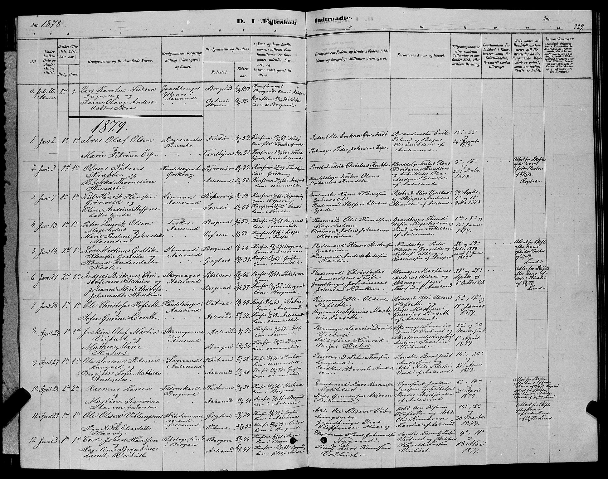 Ministerialprotokoller, klokkerbøker og fødselsregistre - Møre og Romsdal, SAT/A-1454/529/L0466: Parish register (copy) no. 529C03, 1878-1888, p. 229