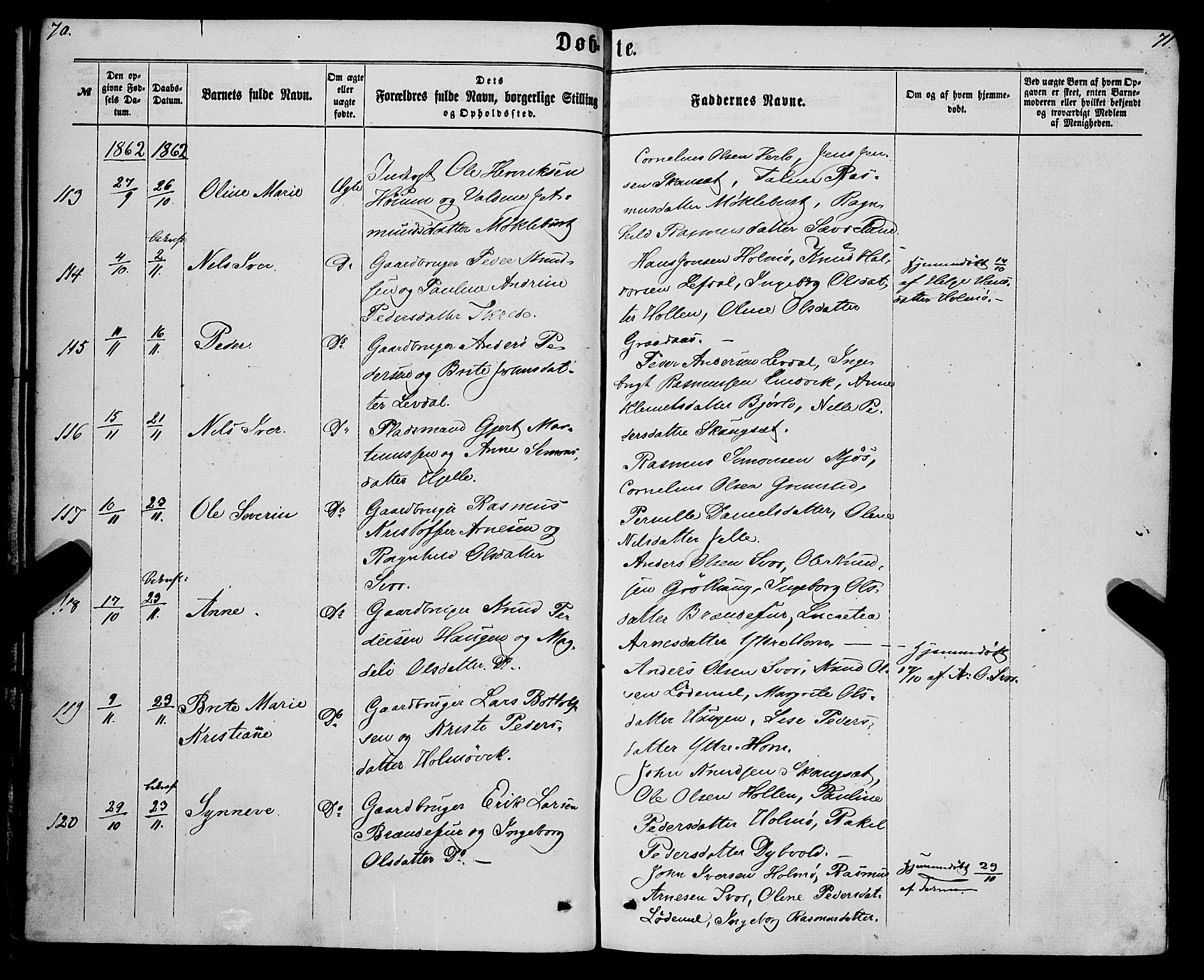 Eid sokneprestembete, AV/SAB-A-82301/H/Haa/Haaa/L0009: Parish register (official) no. A 9, 1861-1868, p. 70-71