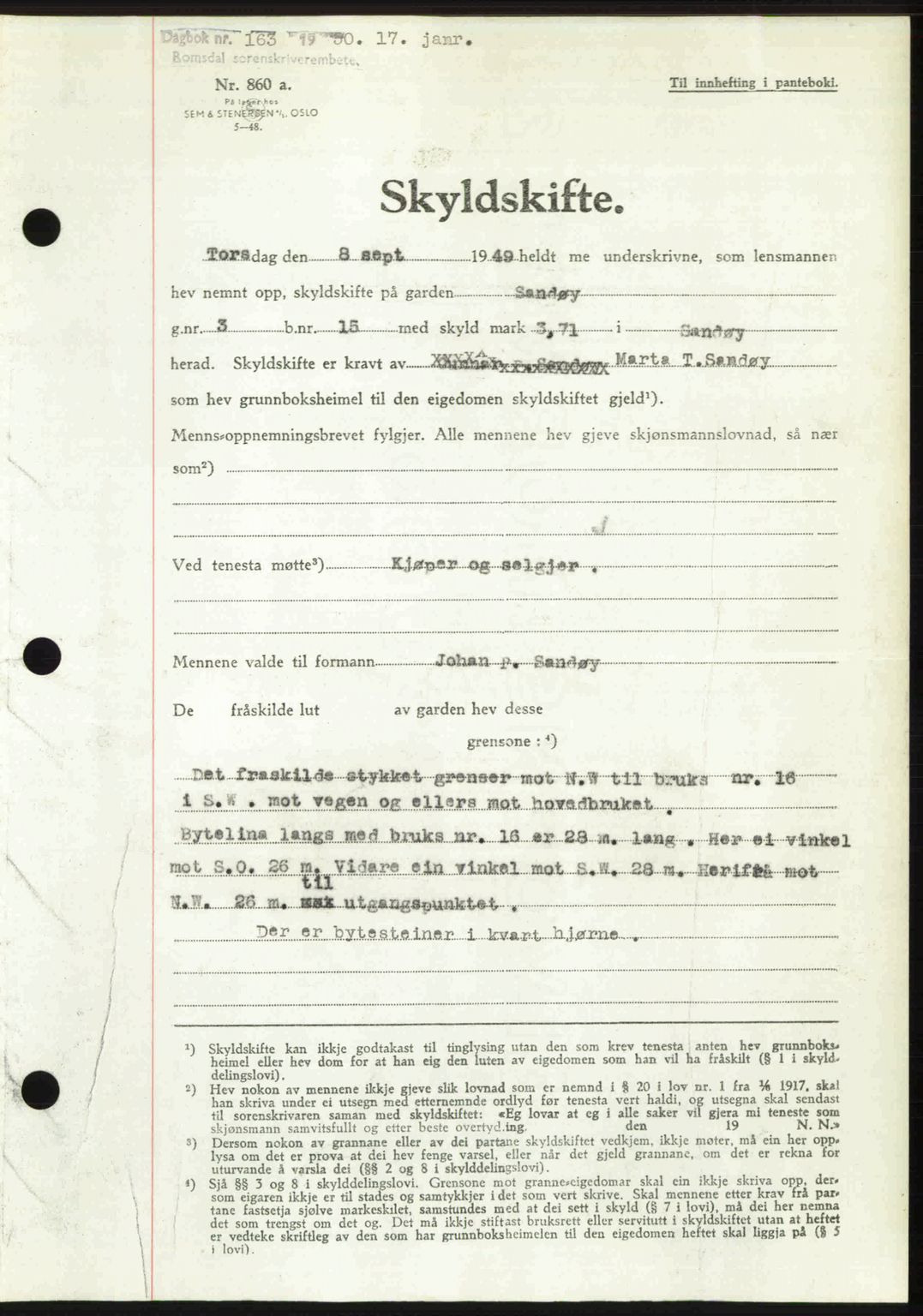 Romsdal sorenskriveri, AV/SAT-A-4149/1/2/2C: Mortgage book no. A32, 1950-1950, Diary no: : 163/1950