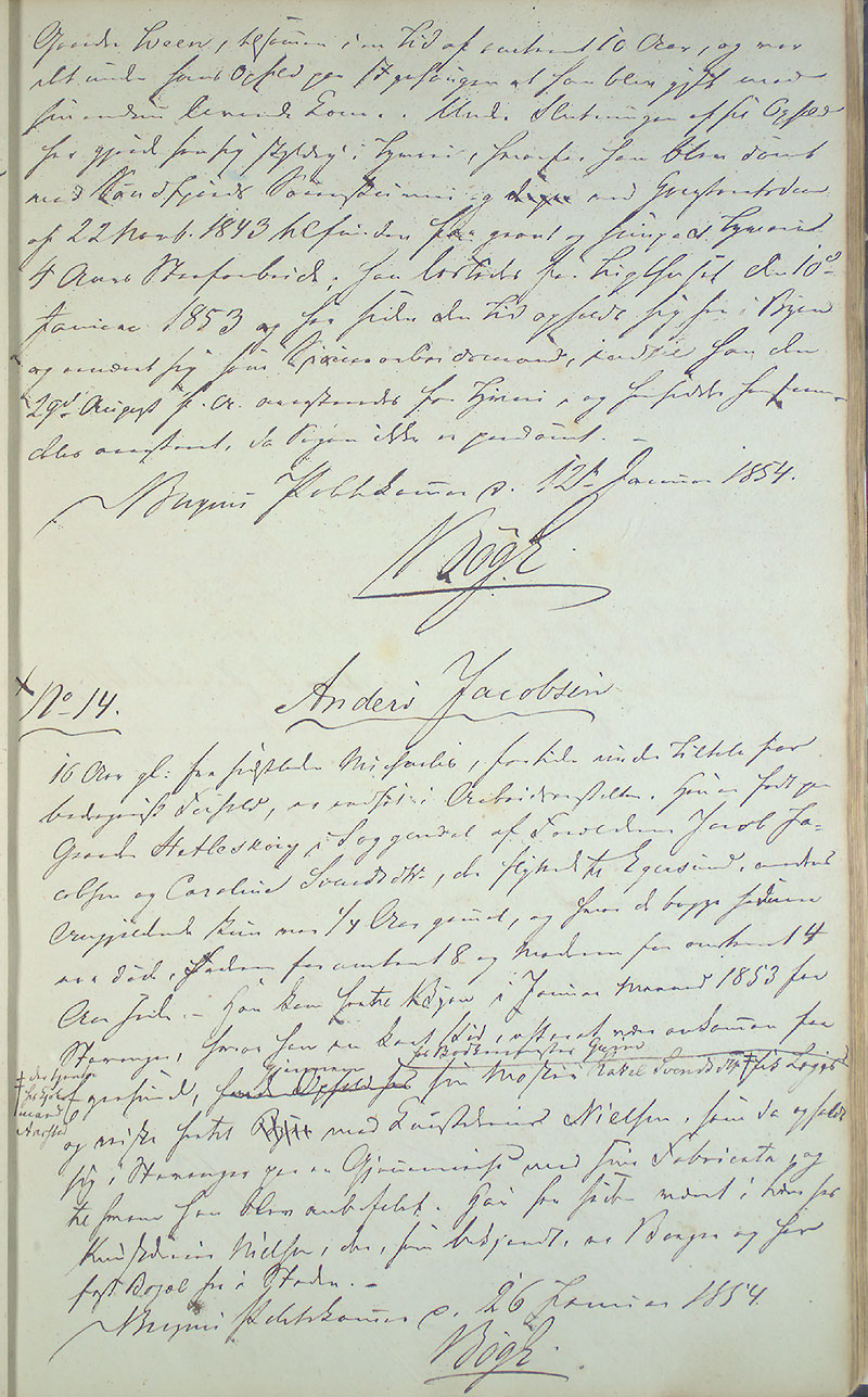 Bergen politikammer / politidistrikt, AV/SAB-A-60401/I/Ic, 1854-1856