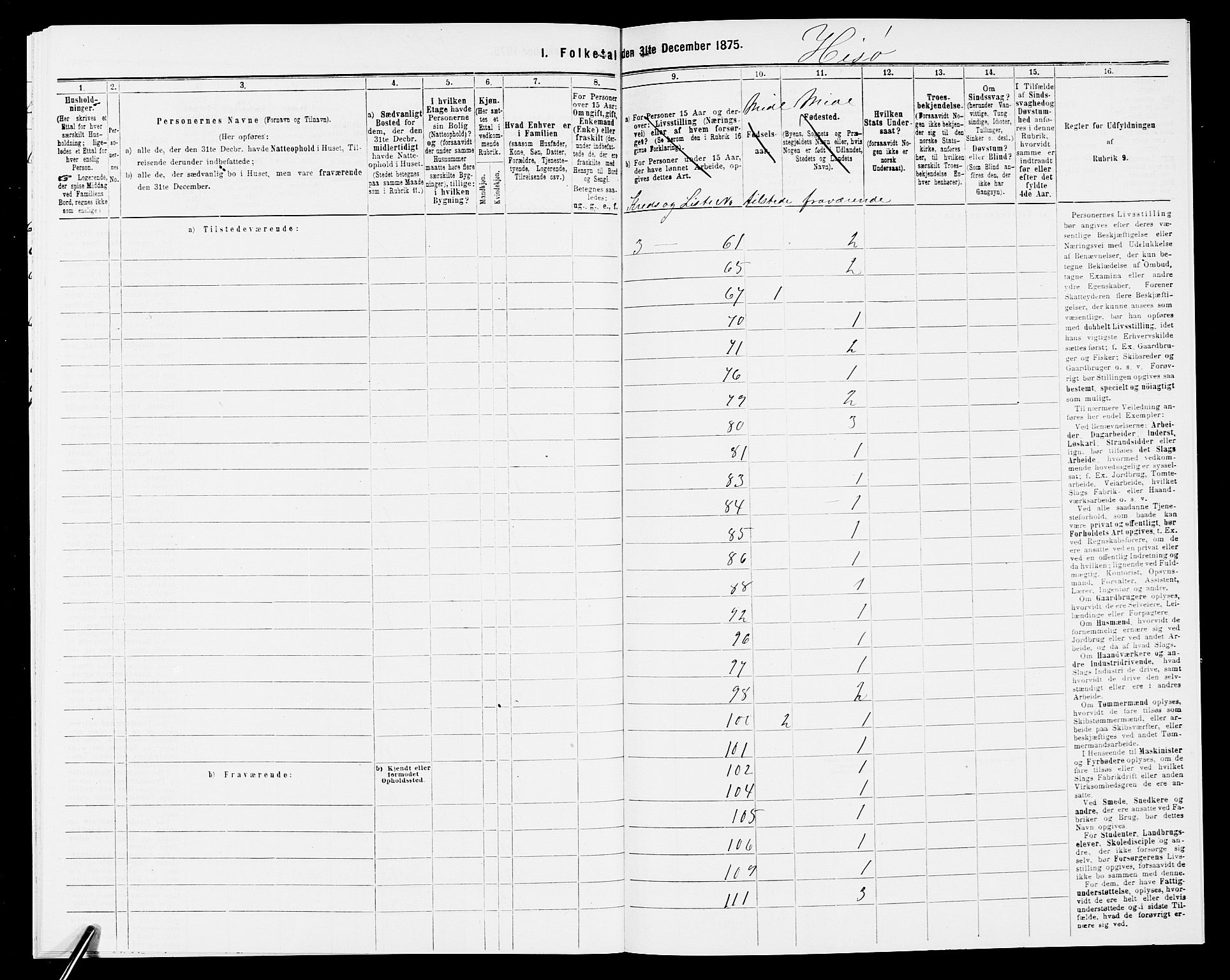 SAK, 1875 census for 0922P Hisøy, 1875, p. 32