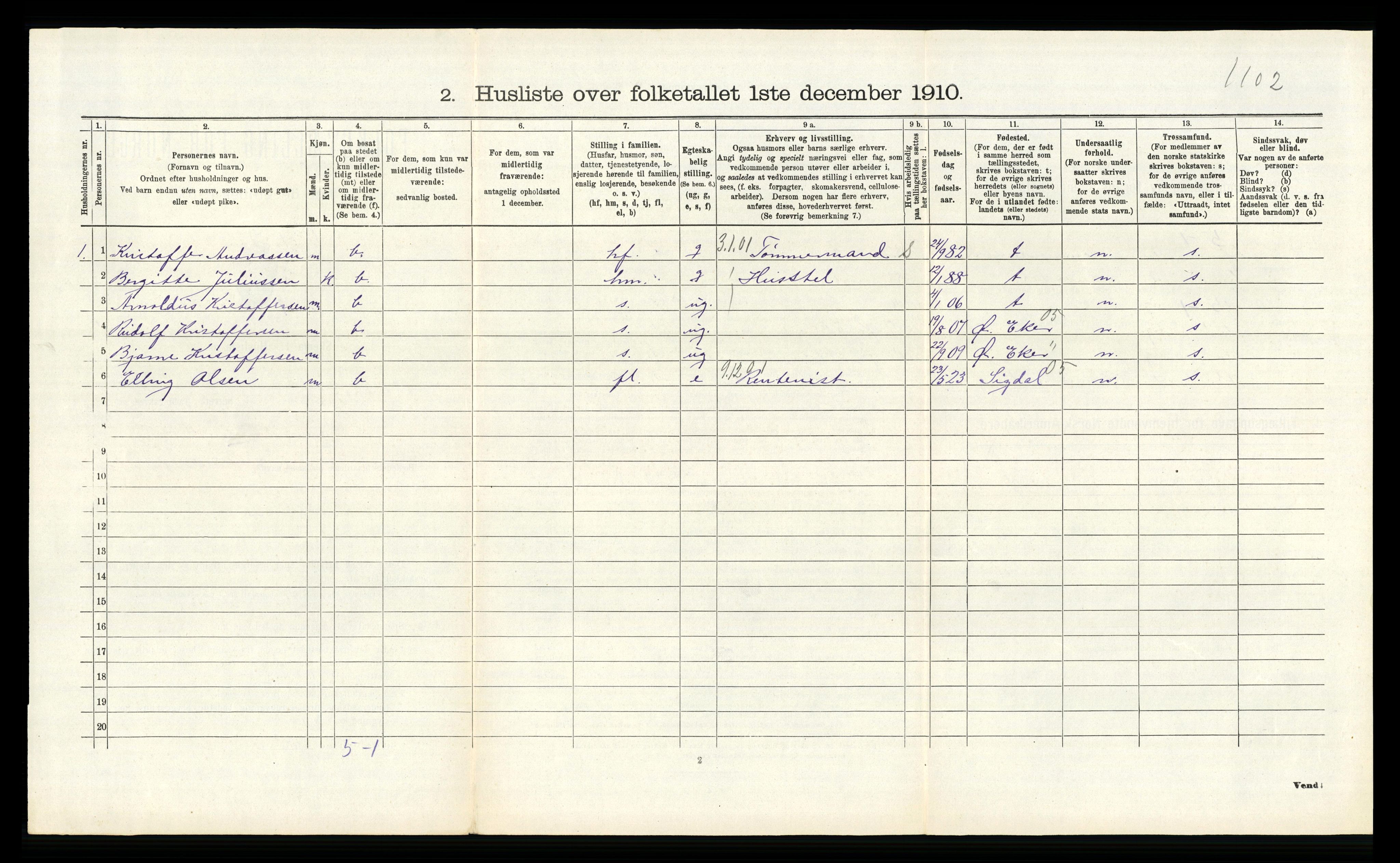 RA, 1910 census for Lier, 1910, p. 2593