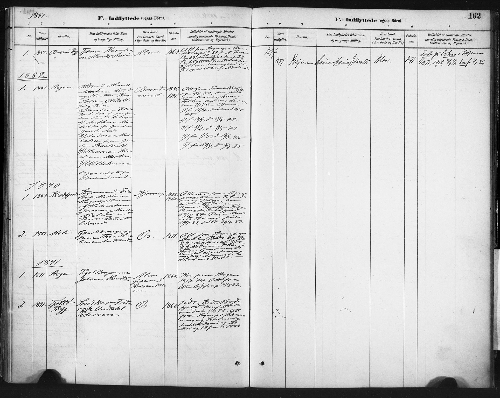 Ministerialprotokoller, klokkerbøker og fødselsregistre - Nordland, SAT/A-1459/803/L0071: Parish register (official) no. 803A01, 1881-1897, p. 162