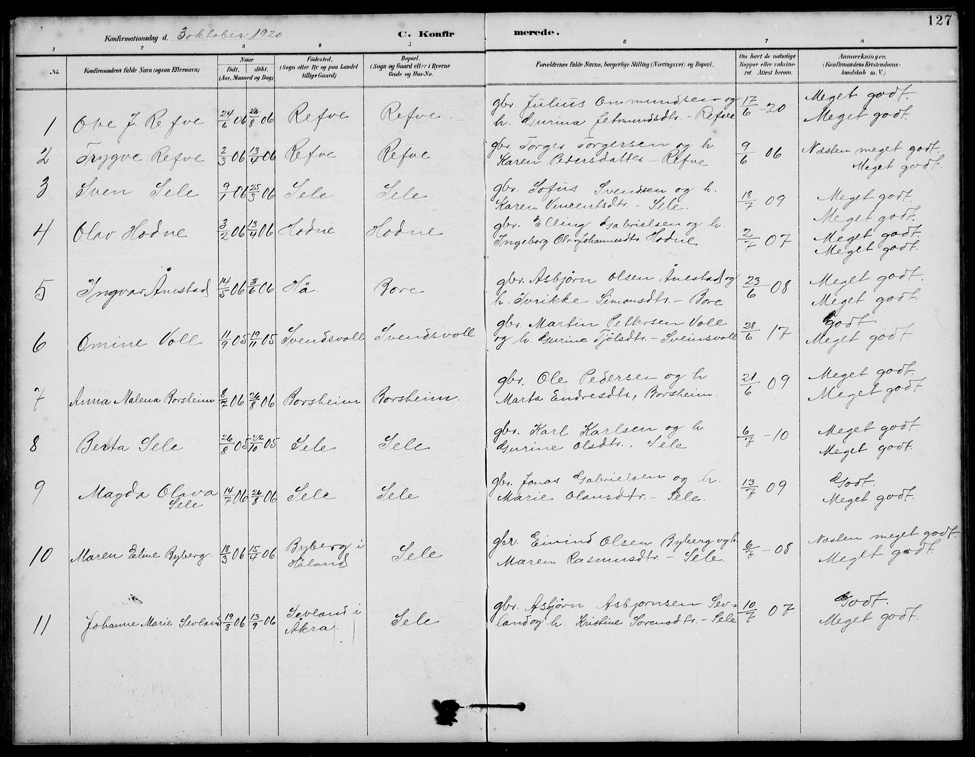 Klepp sokneprestkontor, AV/SAST-A-101803/001/3/30BB/L0006: Parish register (copy) no. B 6, 1889-1936, p. 127