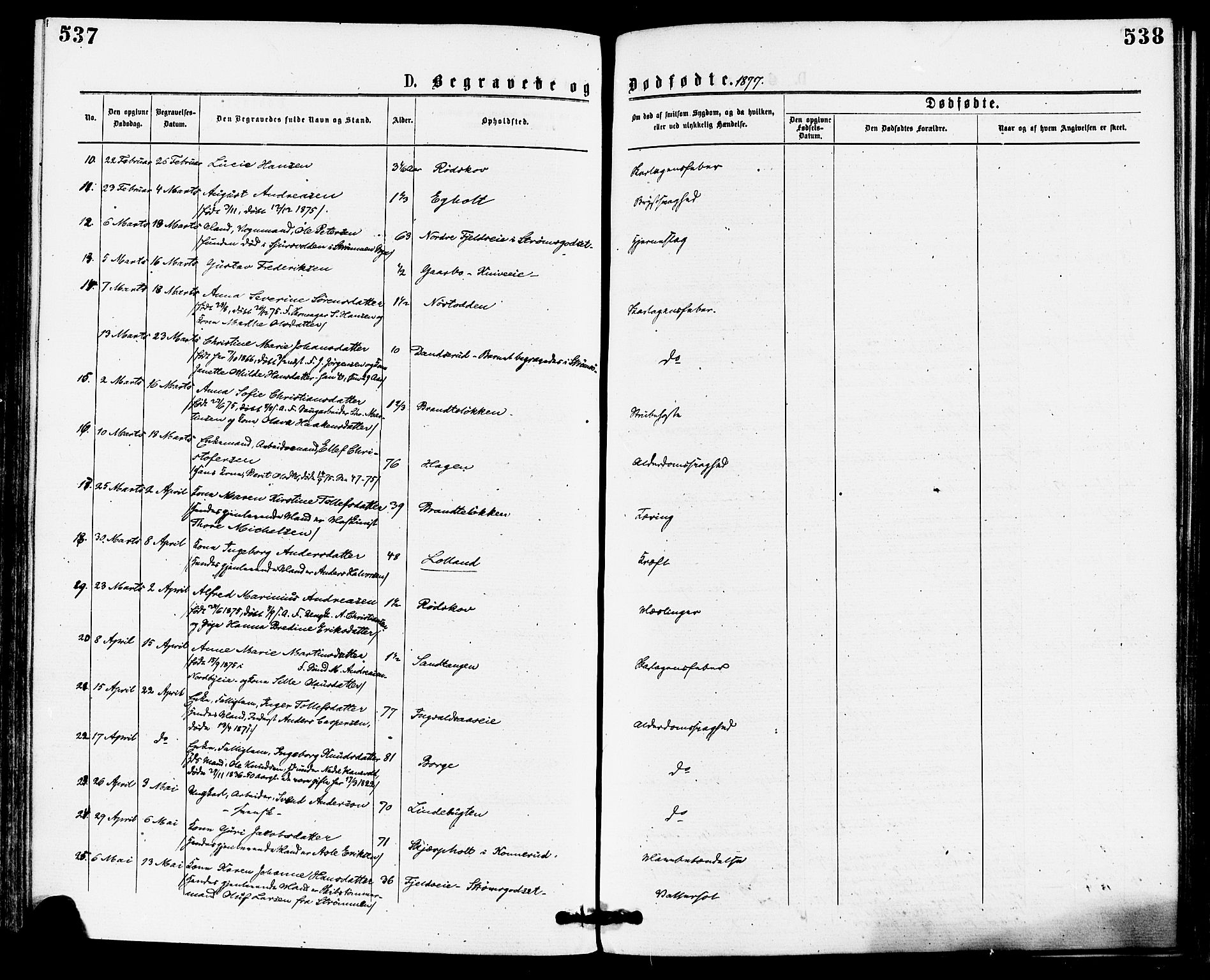 Skoger kirkebøker, AV/SAKO-A-59/F/Fa/L0005: Parish register (official) no. I 5, 1873-1884, p. 537-538