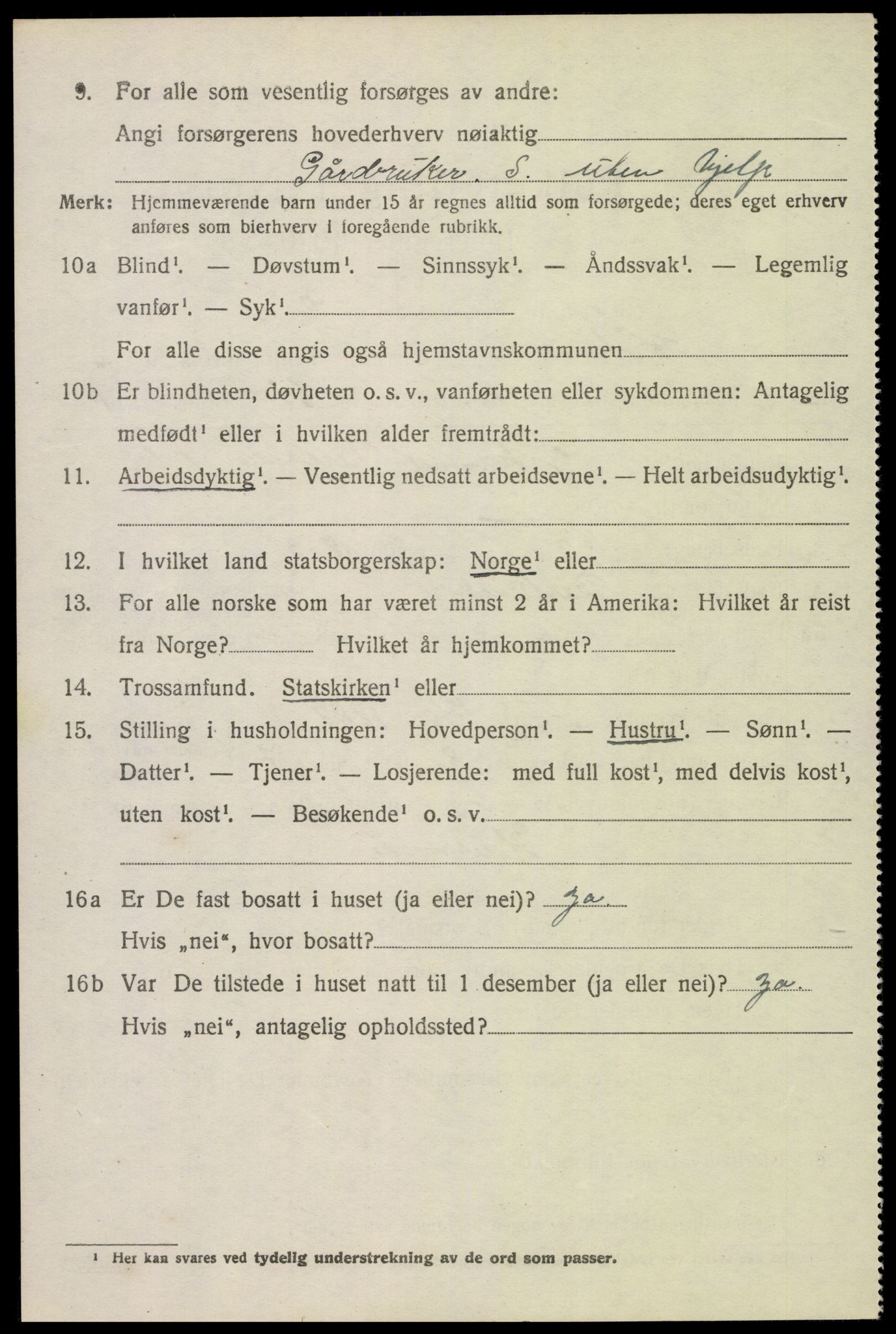 SAK, 1920 census for Birkenes, 1920, p. 1066