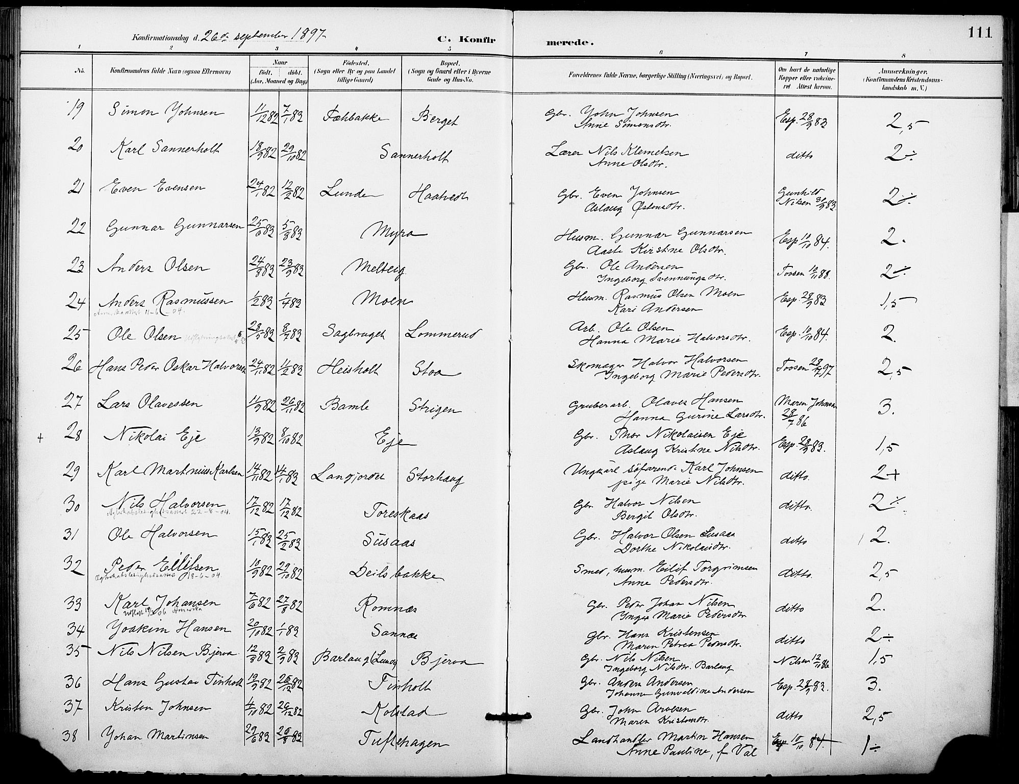 Holla kirkebøker, SAKO/A-272/F/Fa/L0010: Parish register (official) no. 10, 1897-1907, p. 111