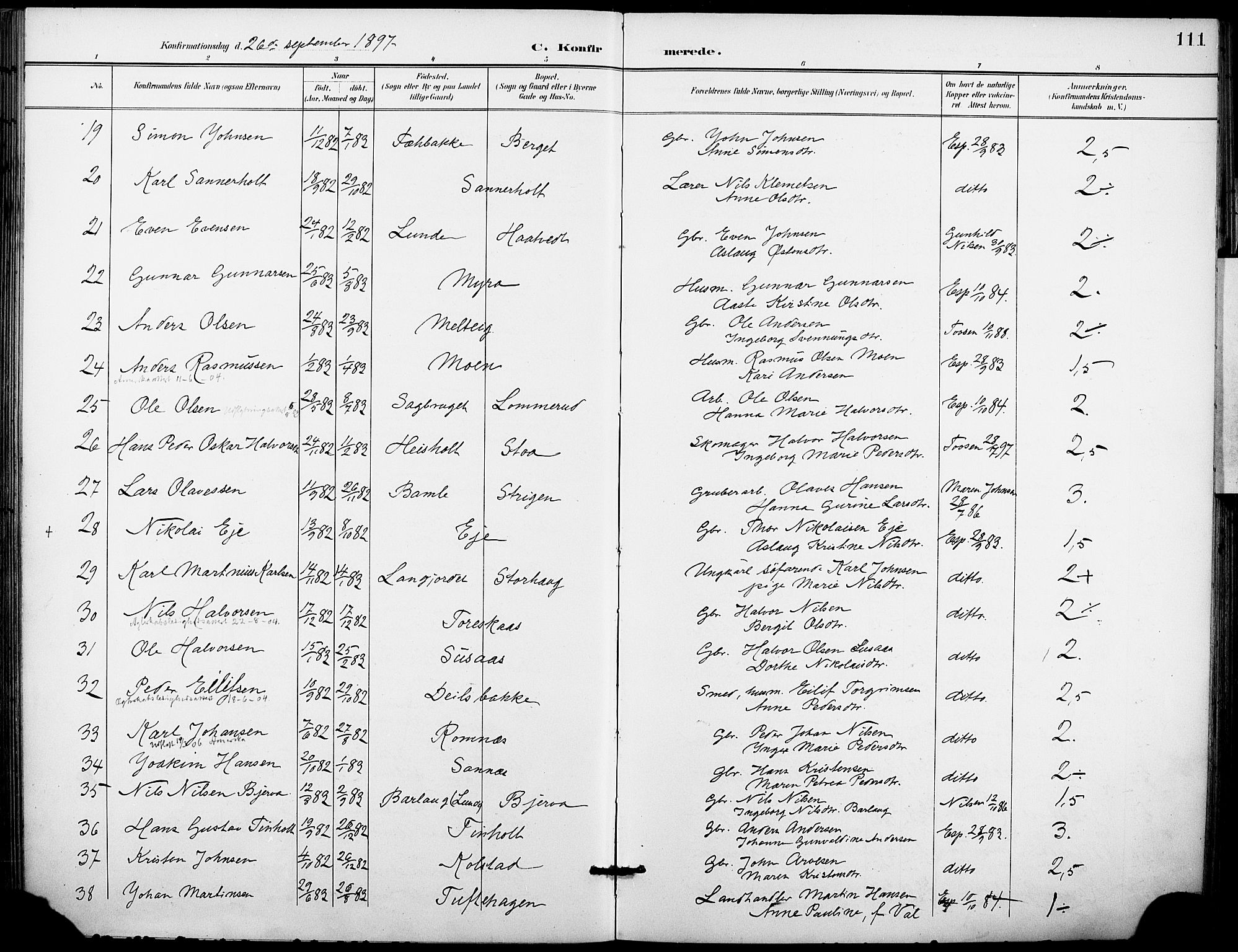 Holla kirkebøker, AV/SAKO-A-272/F/Fa/L0010: Parish register (official) no. 10, 1897-1907, p. 111