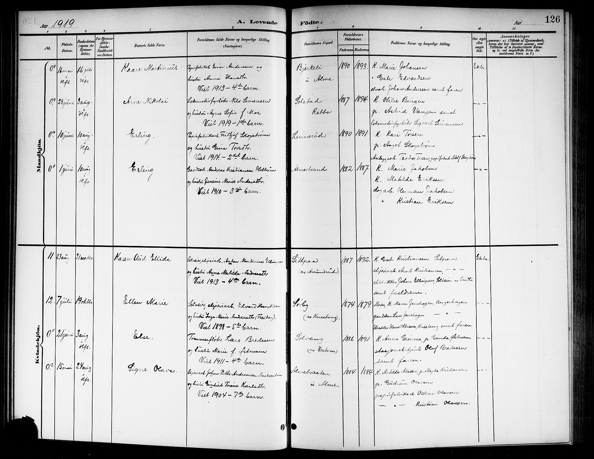 Norderhov kirkebøker, AV/SAKO-A-237/G/Gb/L0002: Parish register (copy) no. II 2, 1891-1921, p. 126