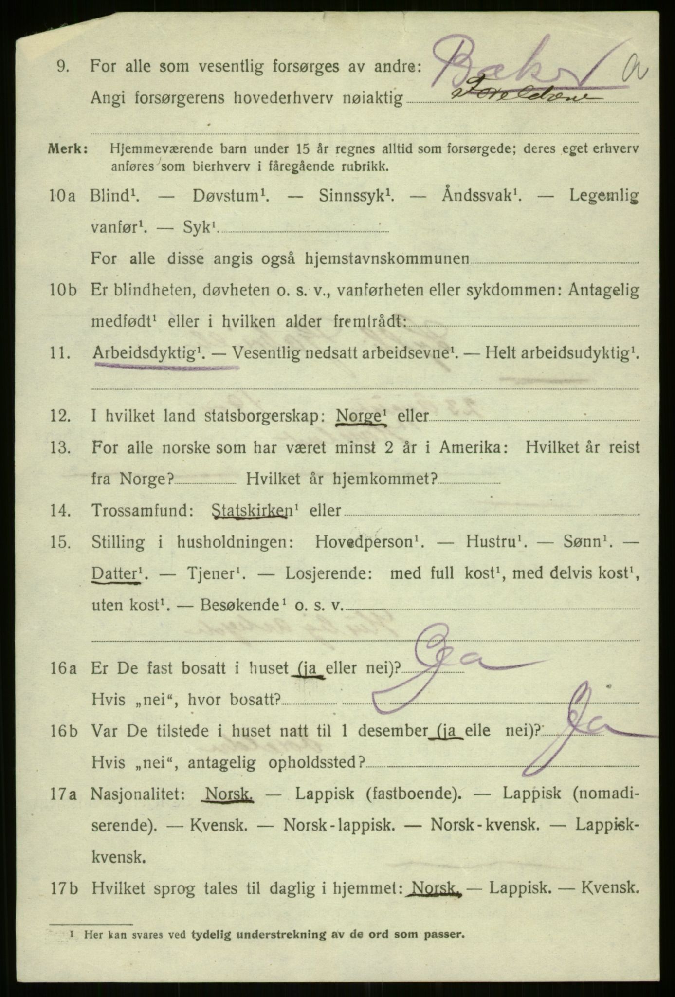 SATØ, 1920 census for Harstad, 1920, p. 7435