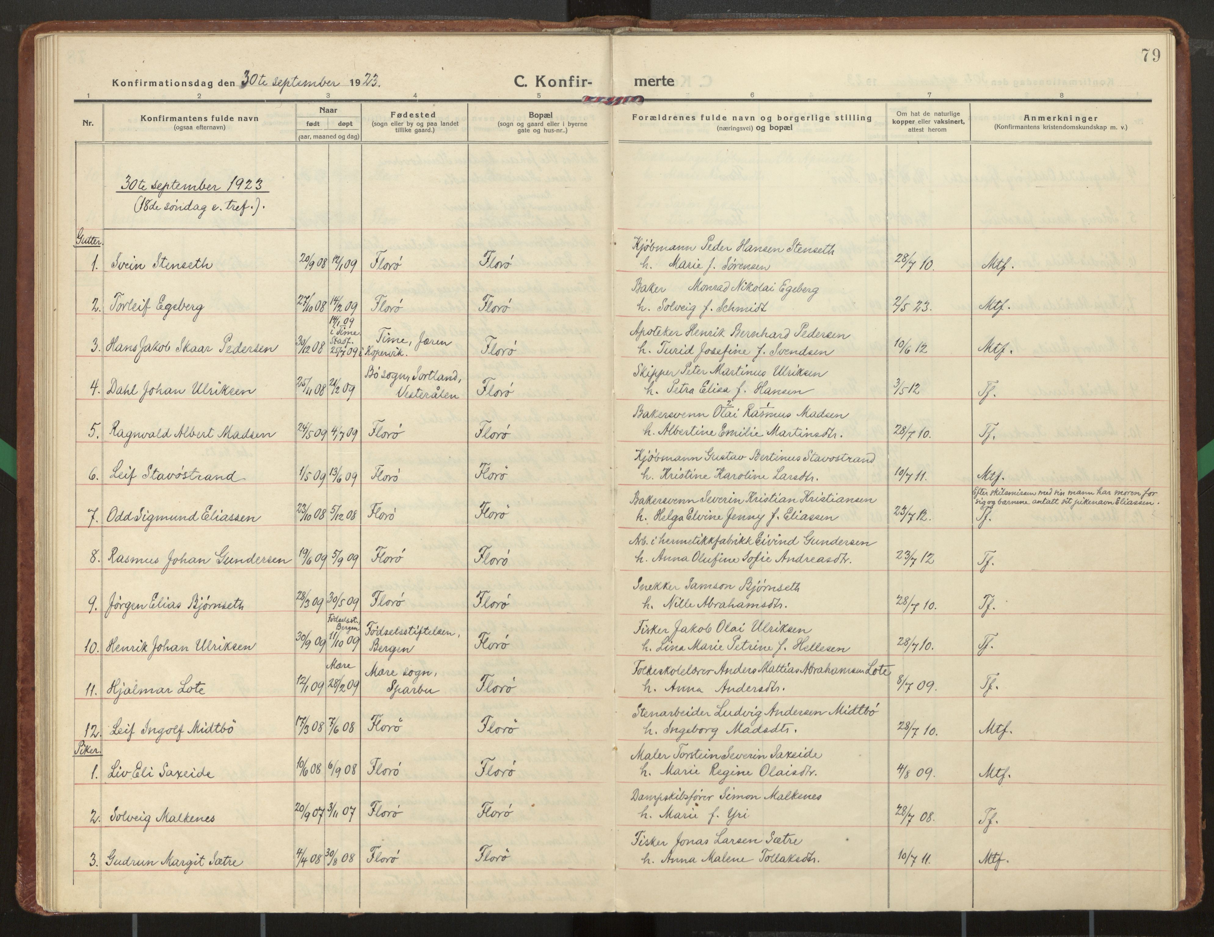 Kinn sokneprestembete, SAB/A-80801/H/Haa/Haac/L0003: Parish register (official) no. C 3, 1917-1934, p. 79