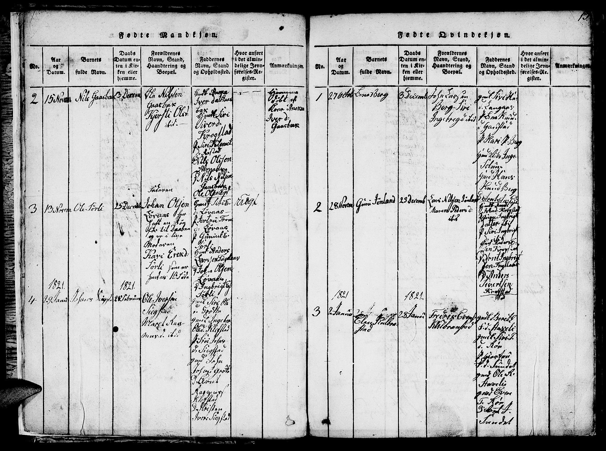 Ministerialprotokoller, klokkerbøker og fødselsregistre - Sør-Trøndelag, AV/SAT-A-1456/694/L1130: Parish register (copy) no. 694C02, 1816-1857, p. 13