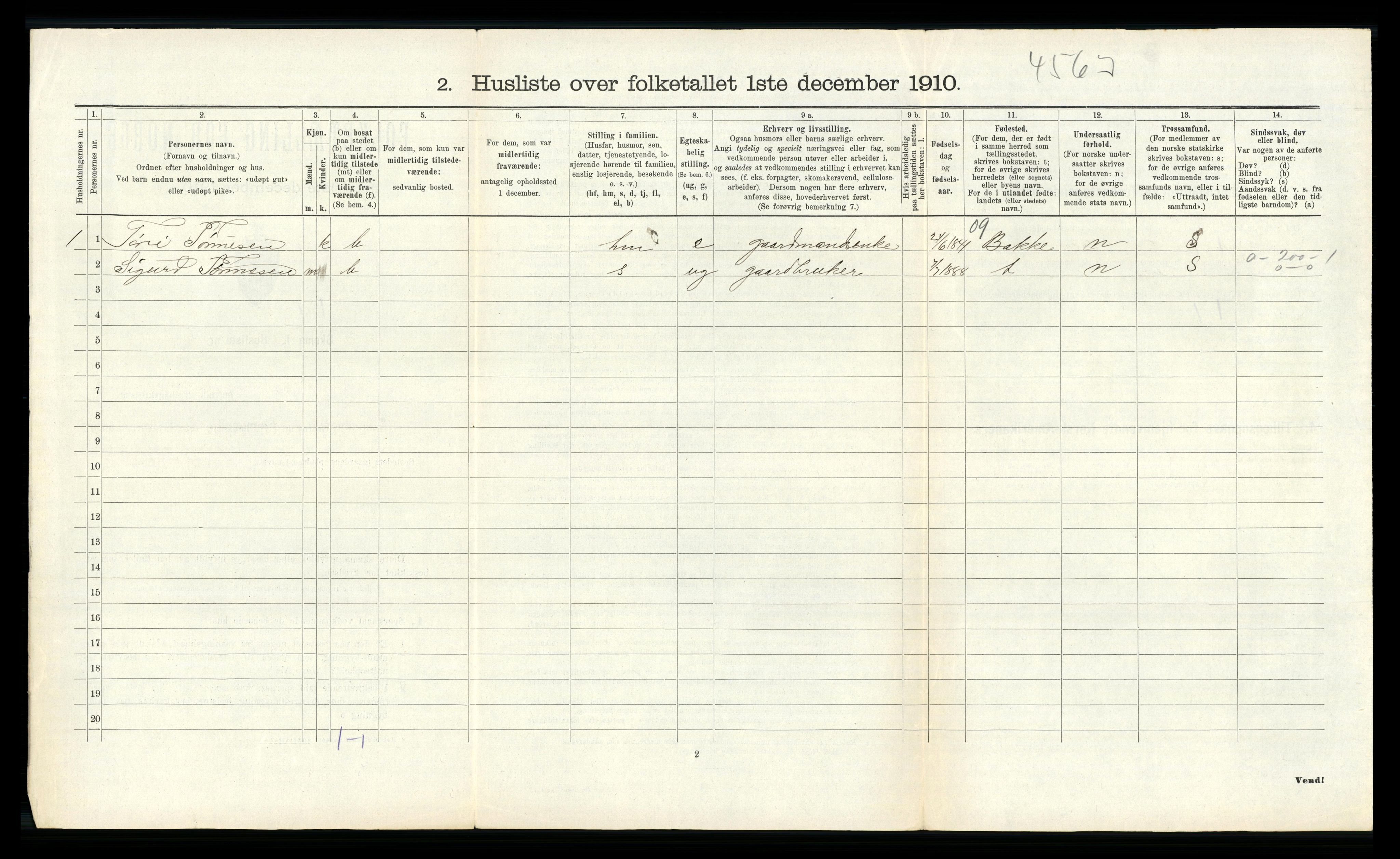 RA, 1910 census for Hidra, 1910, p. 610