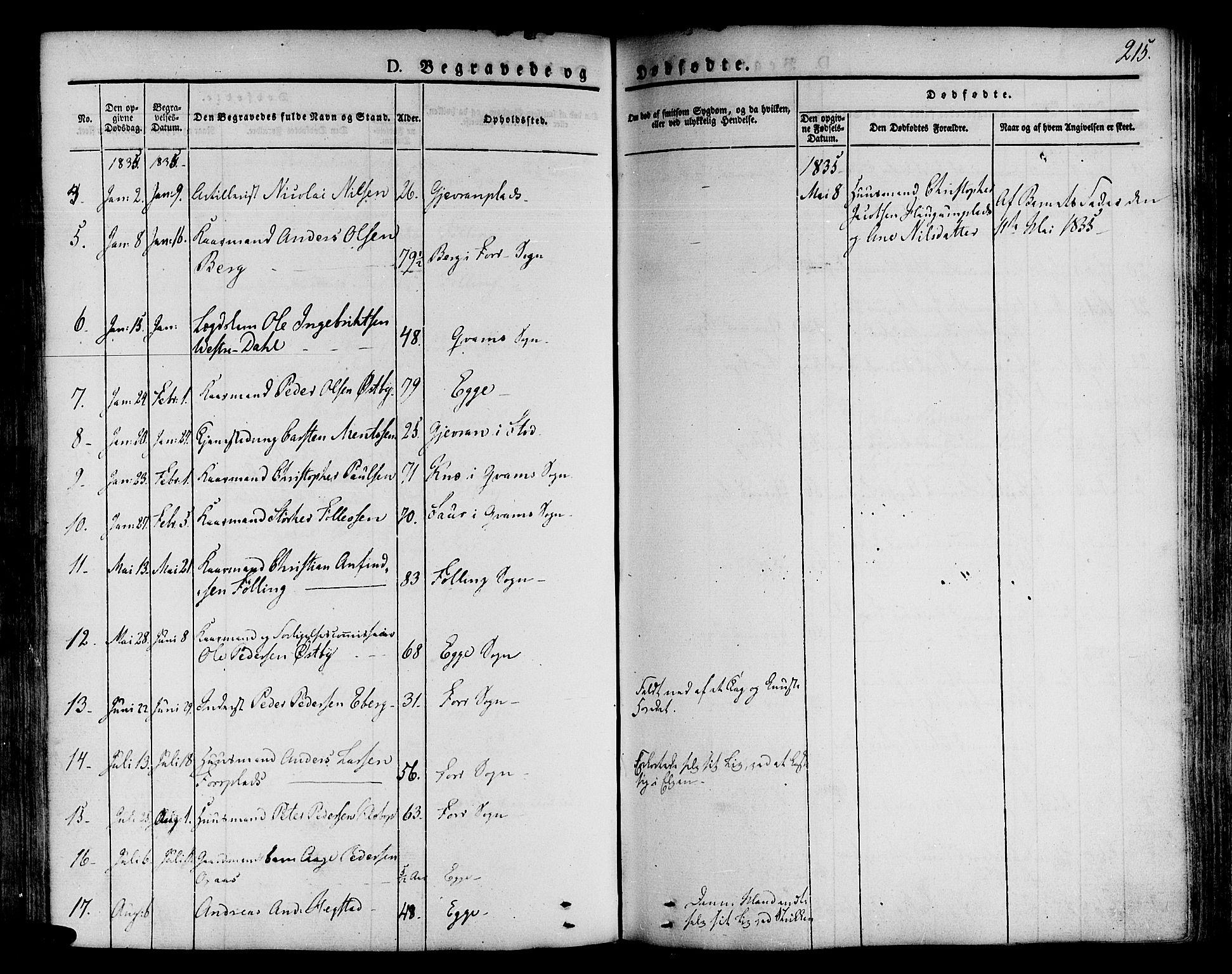 Ministerialprotokoller, klokkerbøker og fødselsregistre - Nord-Trøndelag, AV/SAT-A-1458/746/L0445: Parish register (official) no. 746A04, 1826-1846, p. 215