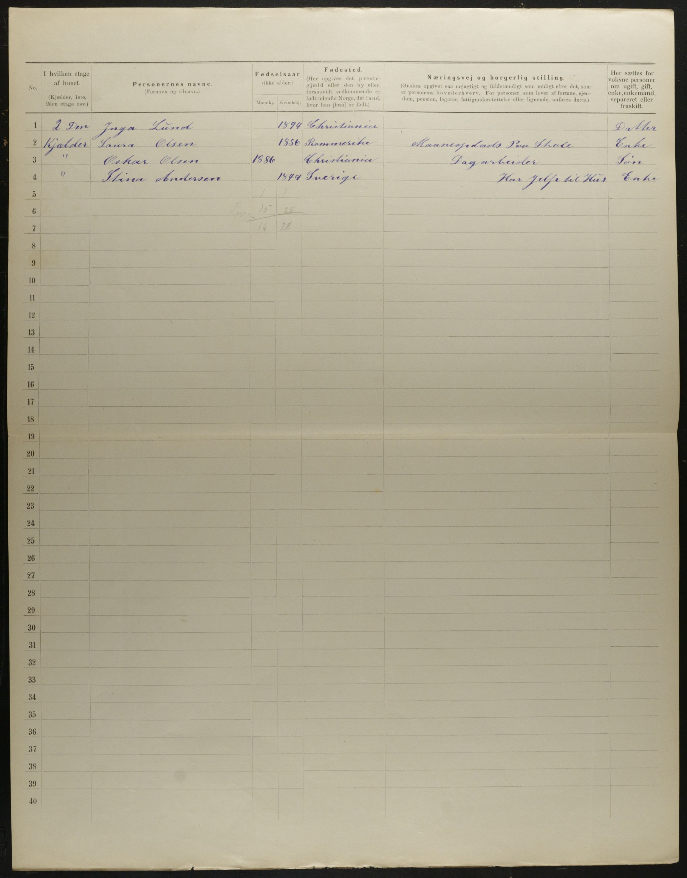 OBA, Municipal Census 1901 for Kristiania, 1901, p. 8386