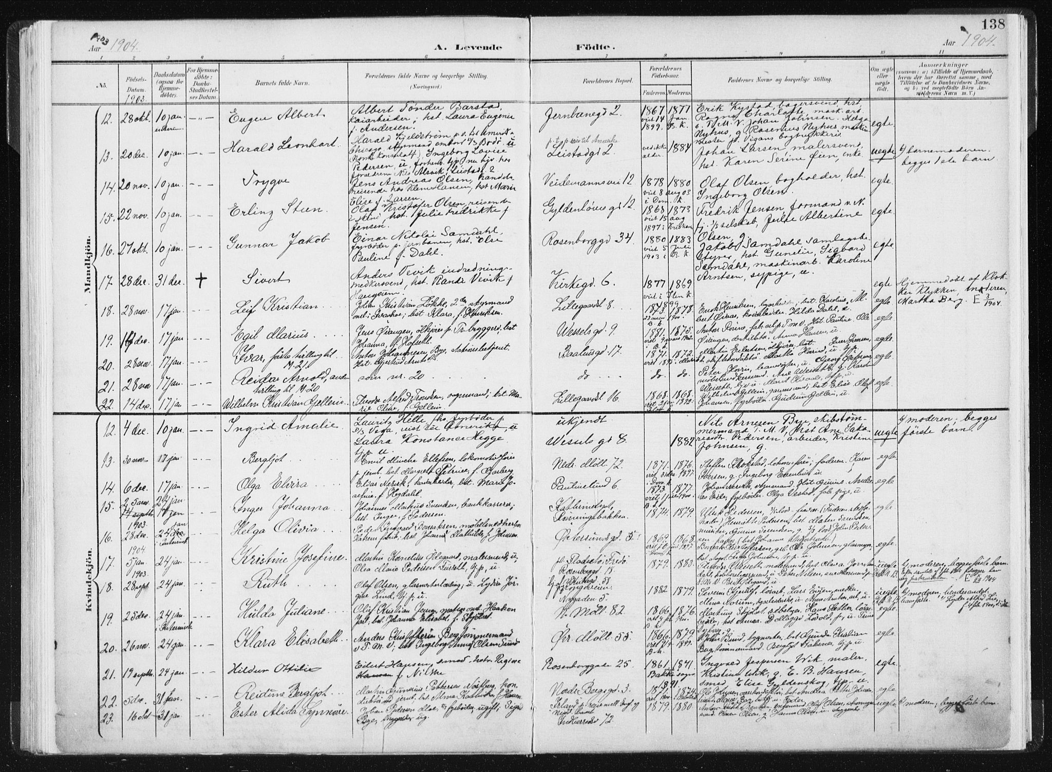 Ministerialprotokoller, klokkerbøker og fødselsregistre - Sør-Trøndelag, SAT/A-1456/604/L0199: Parish register (official) no. 604A20I, 1901-1906, p. 138