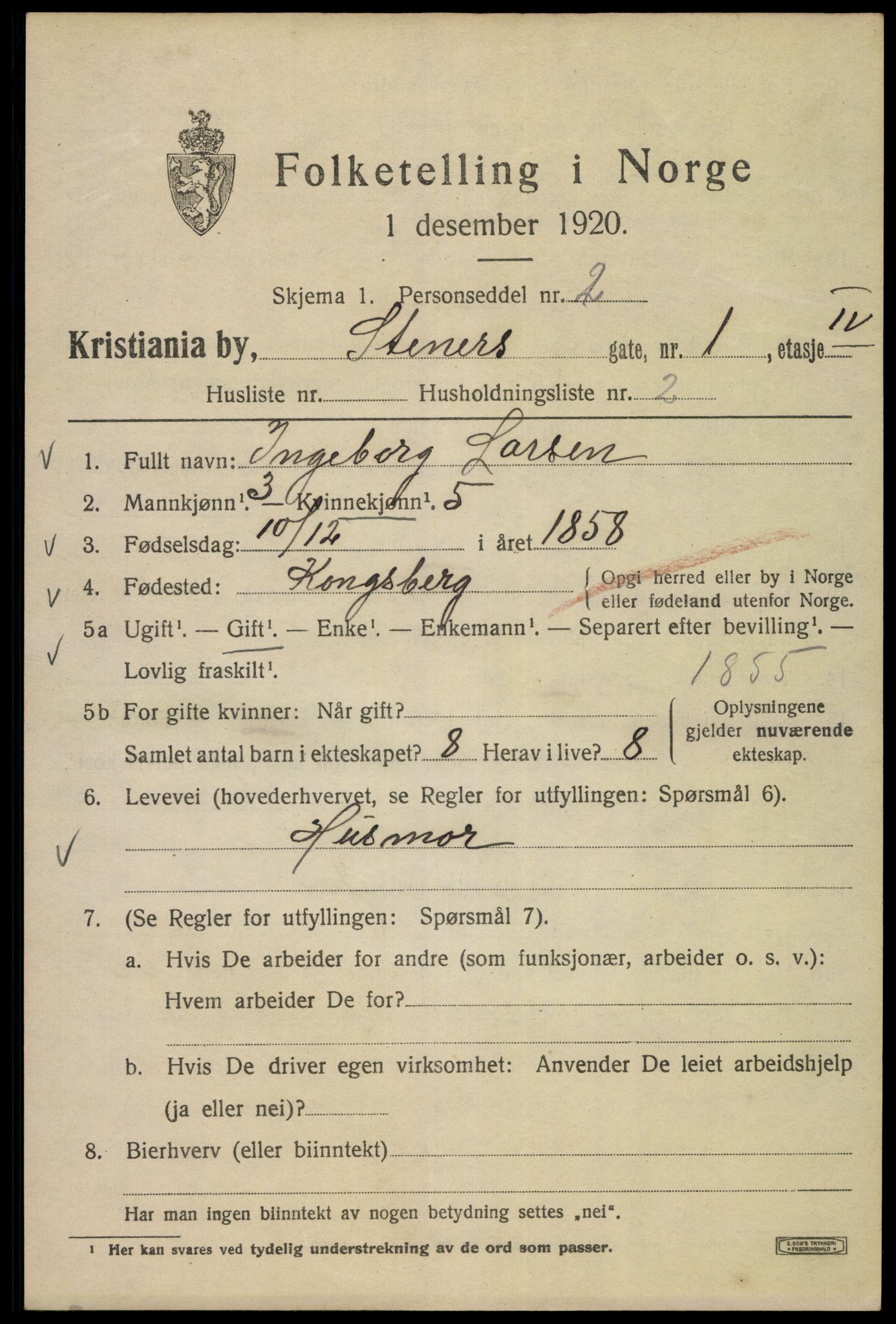 SAO, 1920 census for Kristiania, 1920, p. 539739