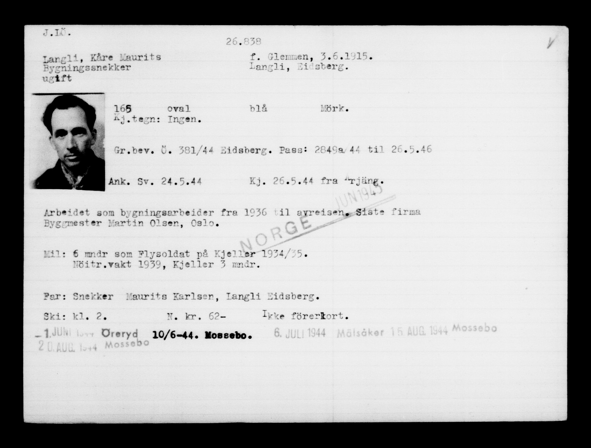 Den Kgl. Norske Legasjons Flyktningskontor, AV/RA-S-6753/V/Va/L0011: Kjesäterkartoteket.  Flyktningenr. 25300-28349, 1940-1945, p. 1614