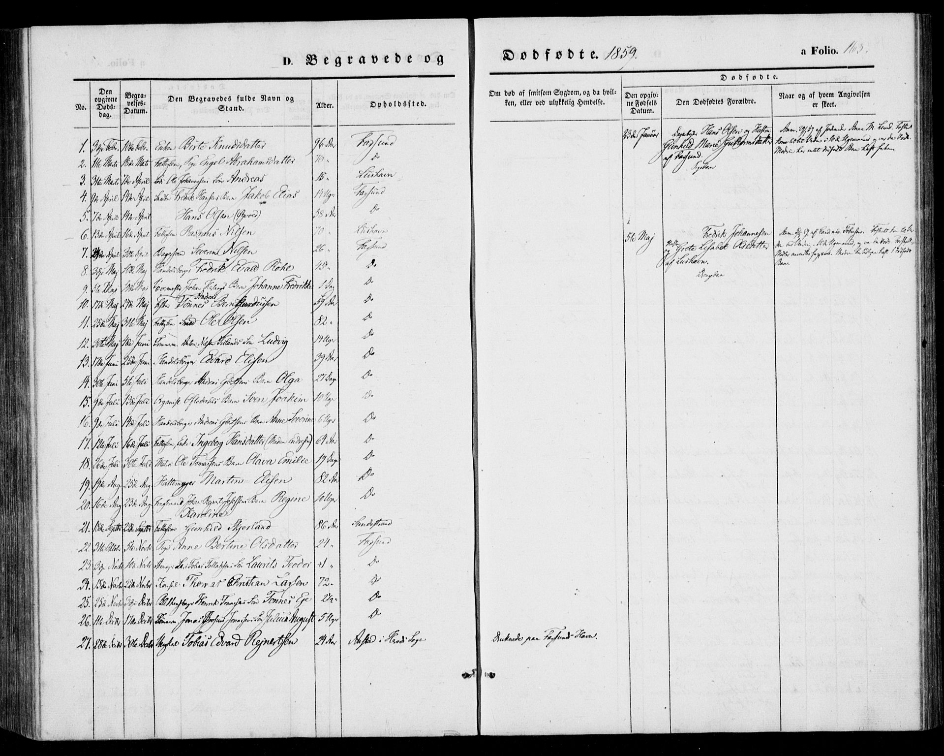 Farsund sokneprestkontor, SAK/1111-0009/F/Fa/L0004: Parish register (official) no. A 4, 1847-1863, p. 163