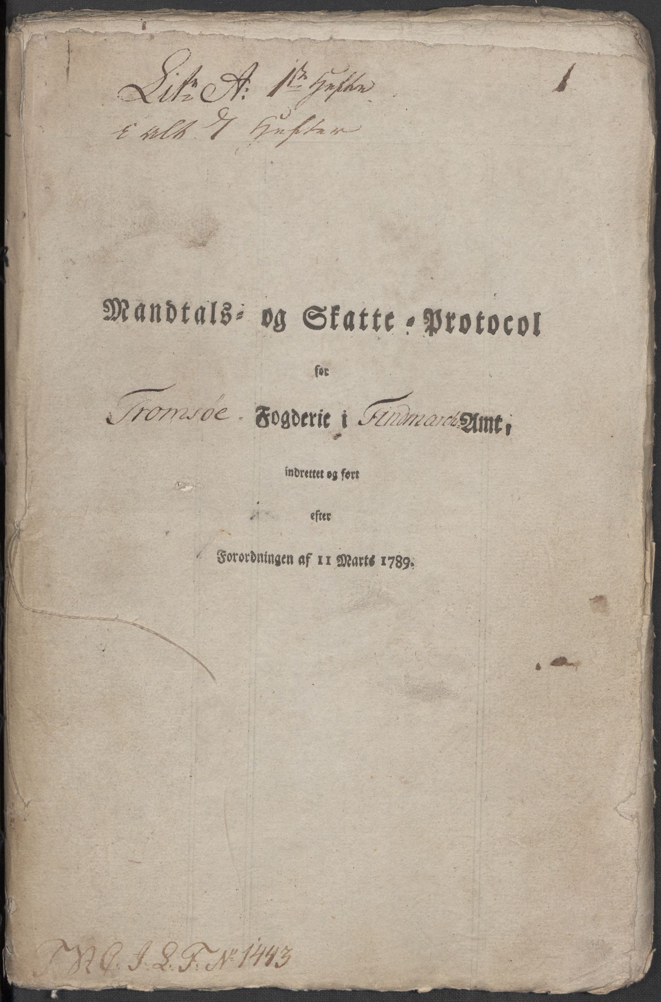 Rentekammeret inntil 1814, Reviderte regnskaper, Mindre regnskaper, RA/EA-4068/Rf/Rfe/L0042:  Senja og Troms fogderi, 1789, p. 117