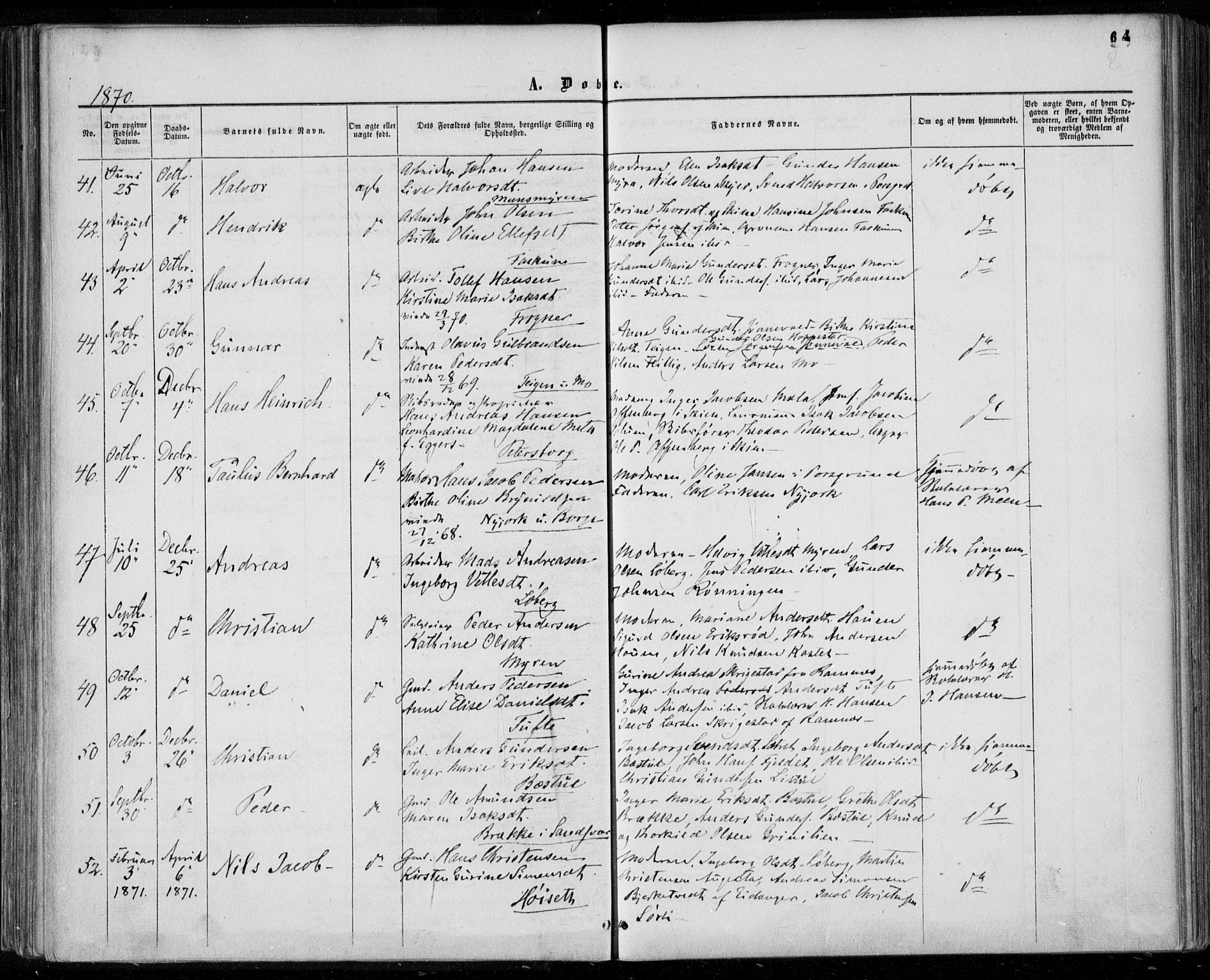 Gjerpen kirkebøker, SAKO/A-265/F/Fa/L0008a: Parish register (official) no. I 8A, 1857-1871, p. 64