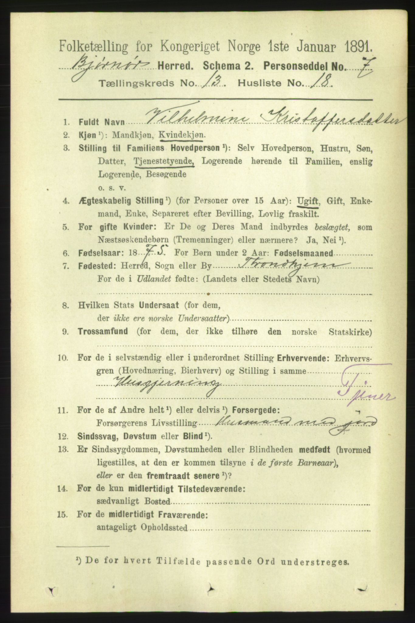 RA, 1891 census for 1632 Bjørnør, 1891, p. 5672