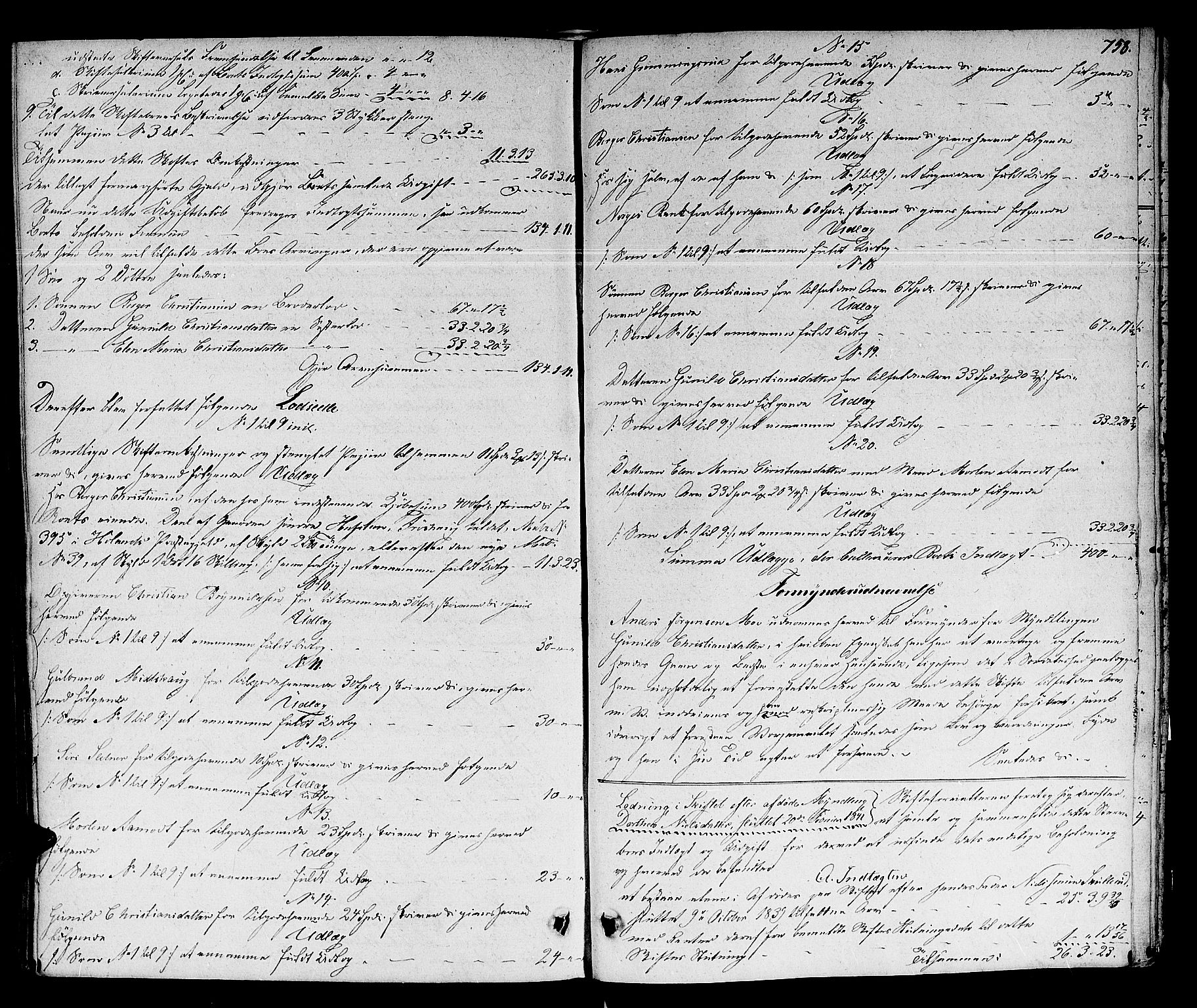Nedre Romerike sorenskriveri, SAO/A-10469/H/He/Hec/L0001: Skifteutlodningsprotokoll, 1828-1841, p. 757b-758a