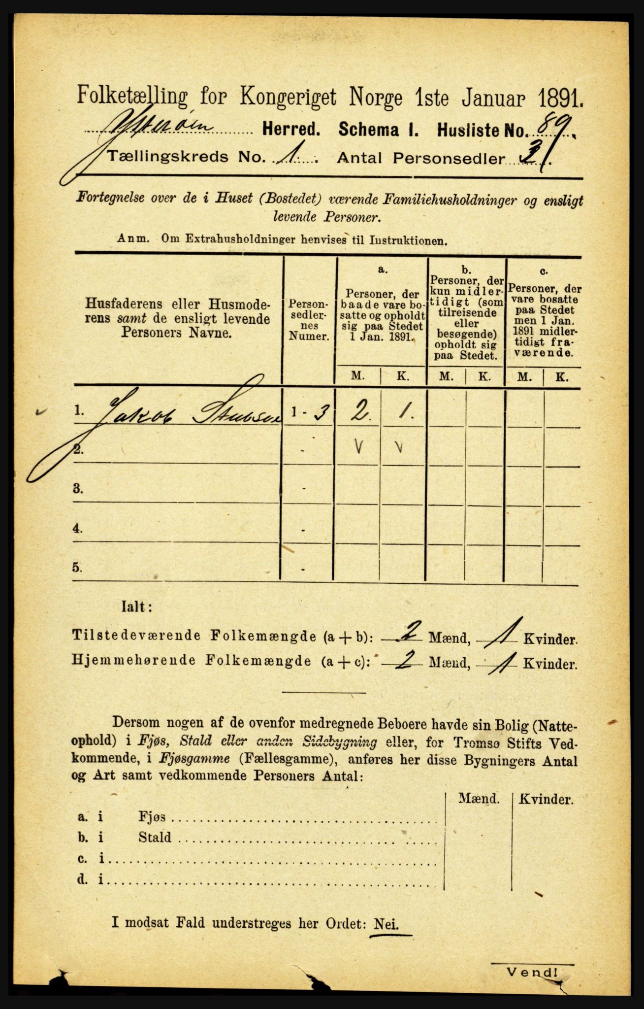 RA, 1891 census for 1722 Ytterøy, 1891, p. 101