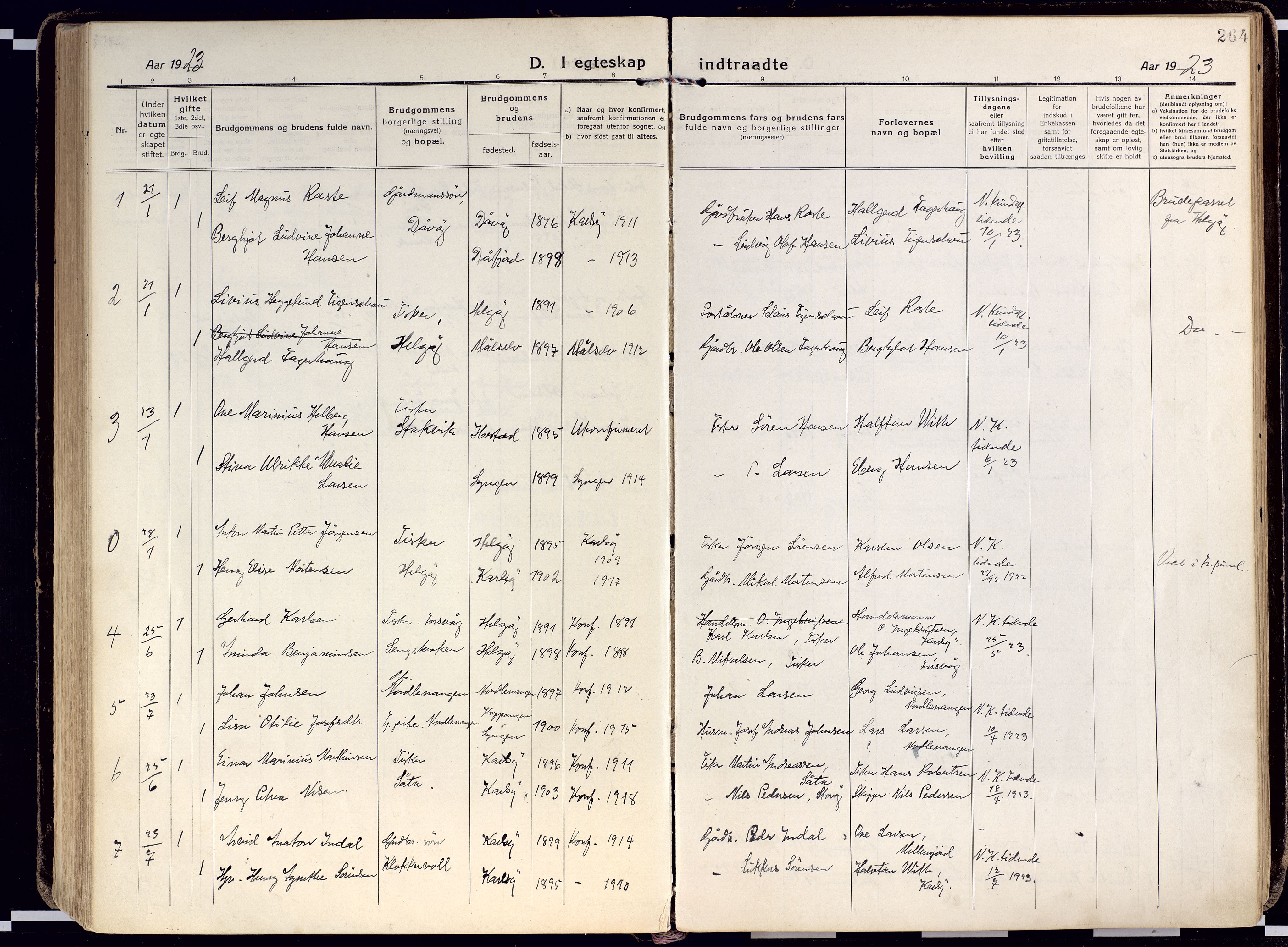 Karlsøy sokneprestembete, AV/SATØ-S-1299/H/Ha/Haa/L0015kirke: Parish register (official) no. 15, 1918-1929, p. 264