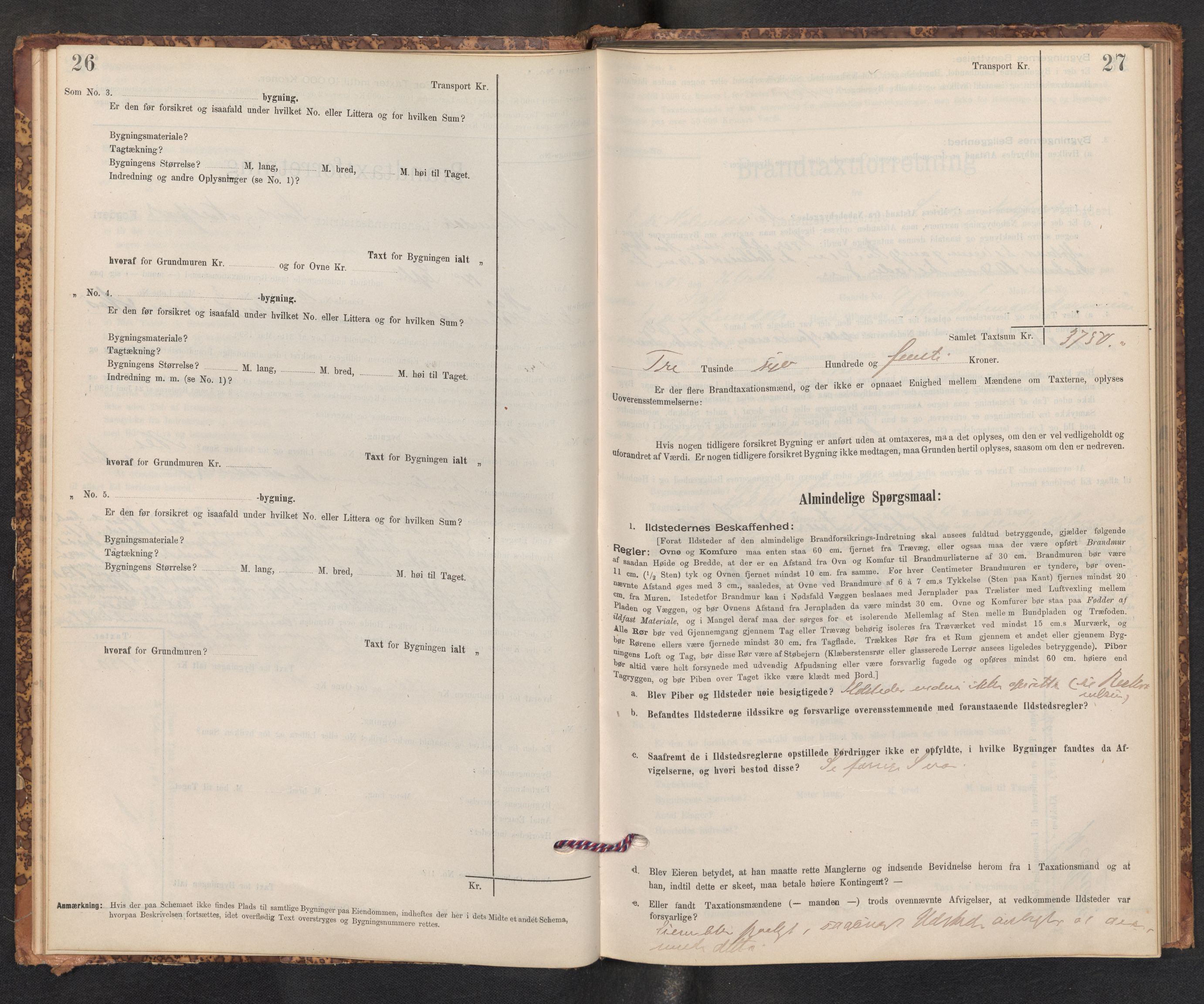 Lensmannen i Gaular, AV/SAB-A-27601/0012/L0005: Branntakstprotokoll, skjematakst, 1895-1917, p. 26-27