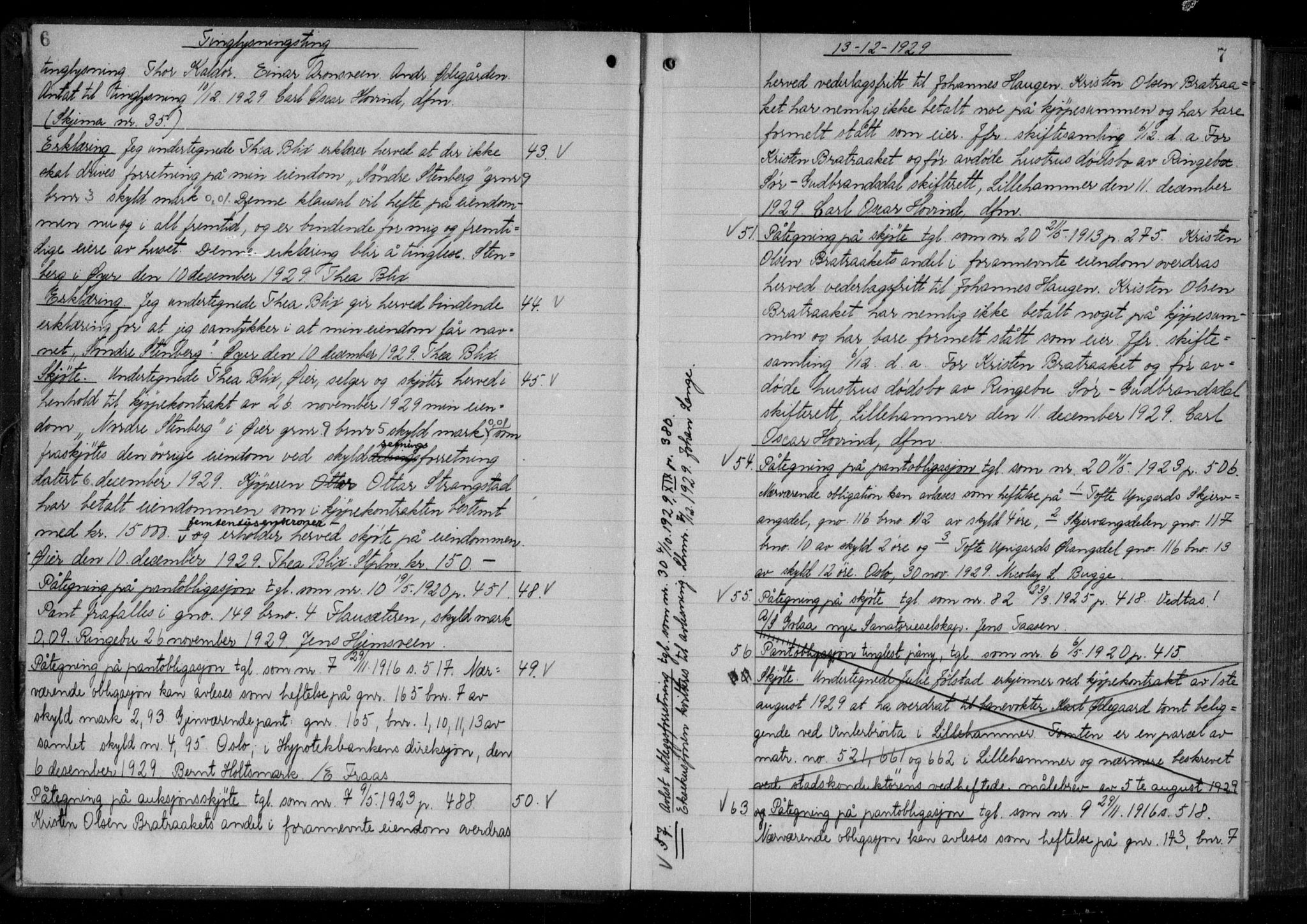 Sør-Gudbrandsdal tingrett, AV/SAH-TING-004/H/Hb/Hbb/L0020: Mortgage book no. II 20, 1929-1932, p. 6-7