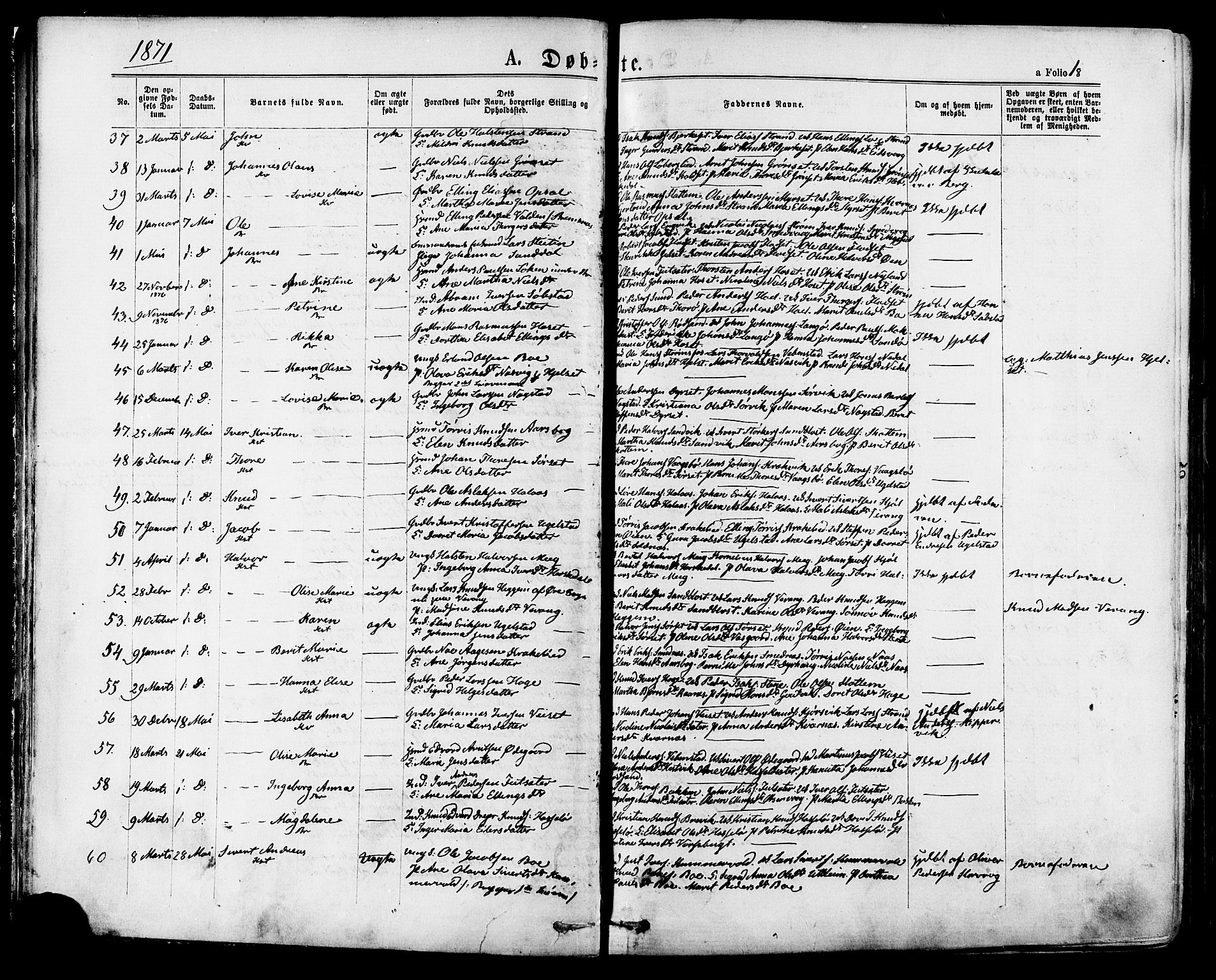 Ministerialprotokoller, klokkerbøker og fødselsregistre - Møre og Romsdal, AV/SAT-A-1454/568/L0805: Parish register (official) no. 568A12 /1, 1869-1884, p. 18